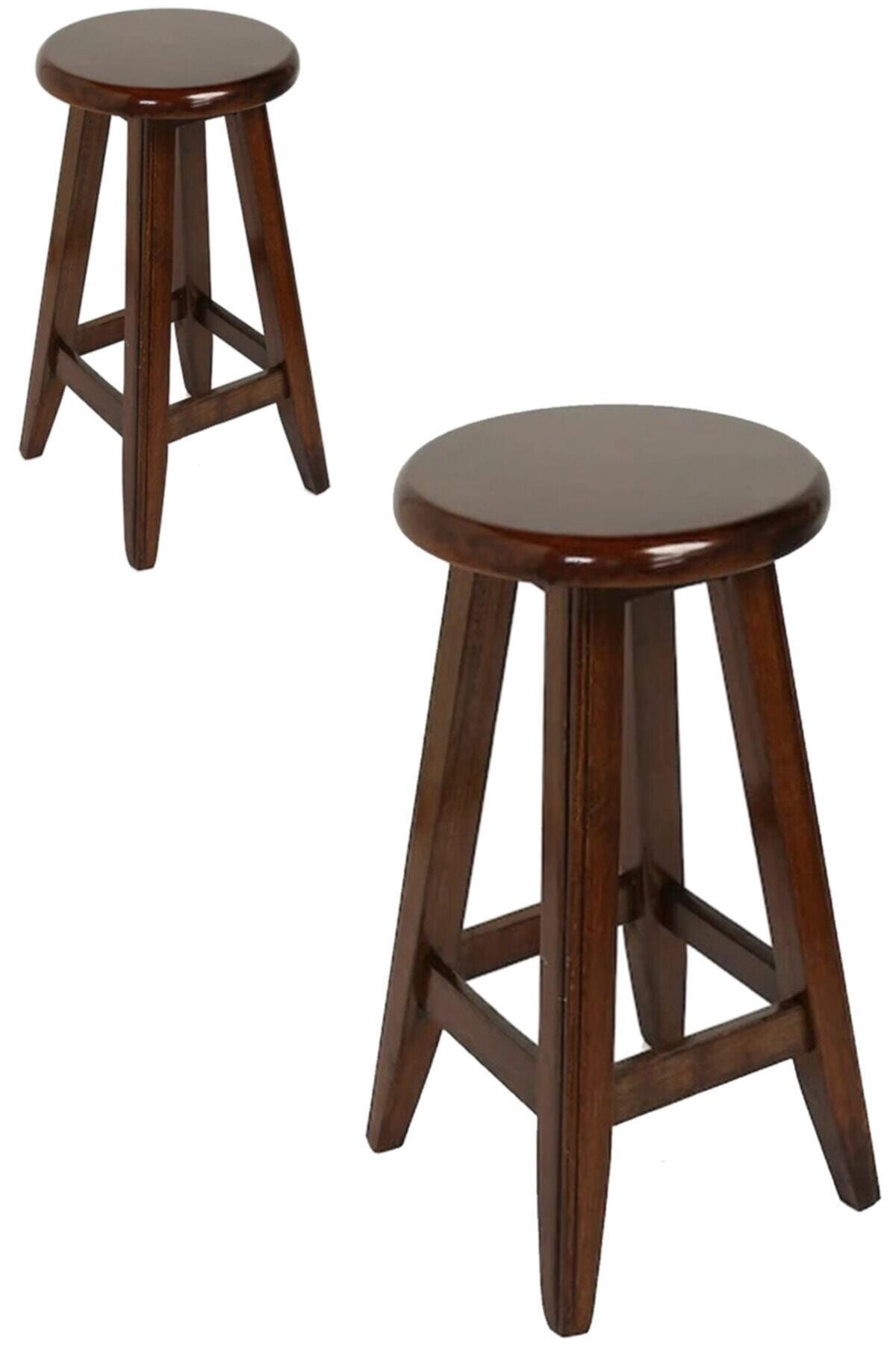 Ahtapot Yuvarlak Ceviz Tabure 60 Cm 2 Adet