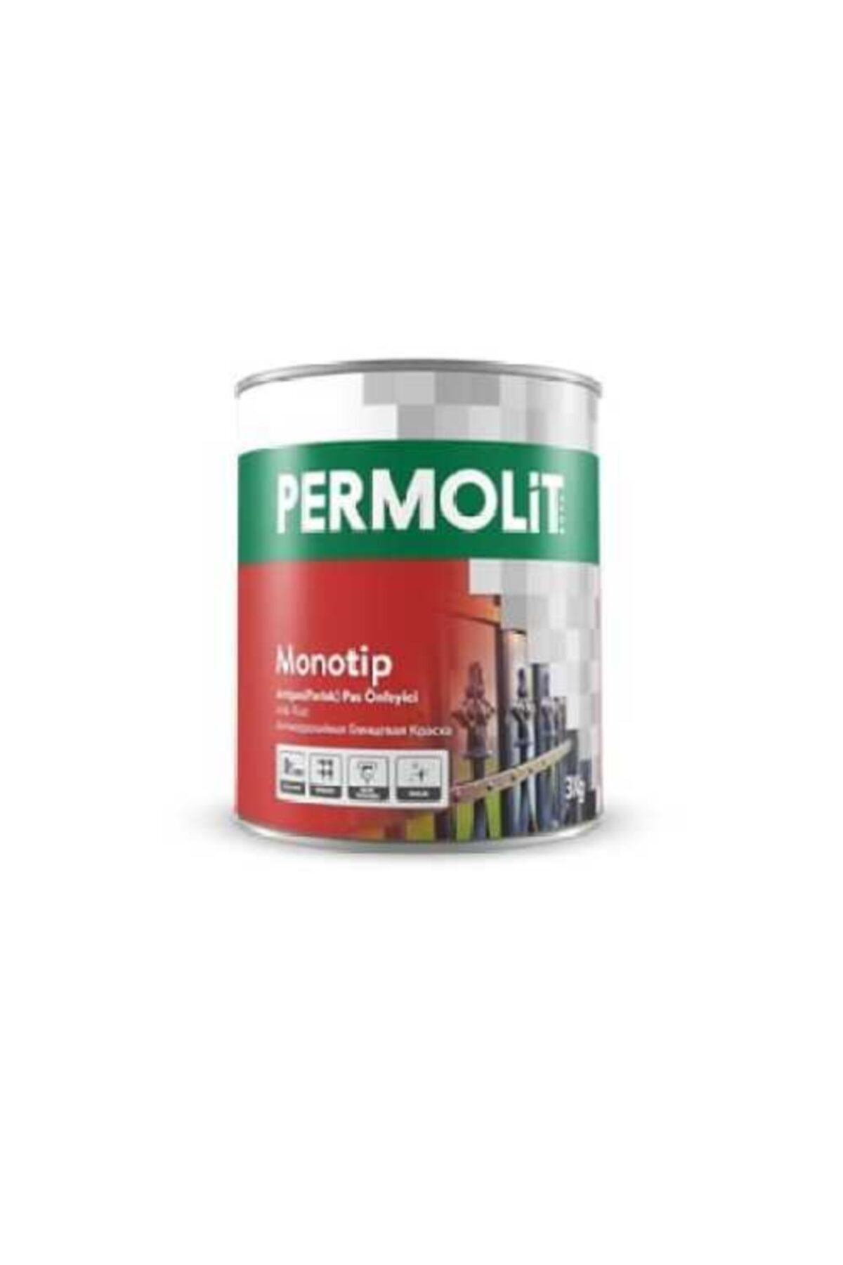 Permolit Monotip Yağlı Boya Antipas Pas Önleyici (Orta Gri) 0,75 Lt