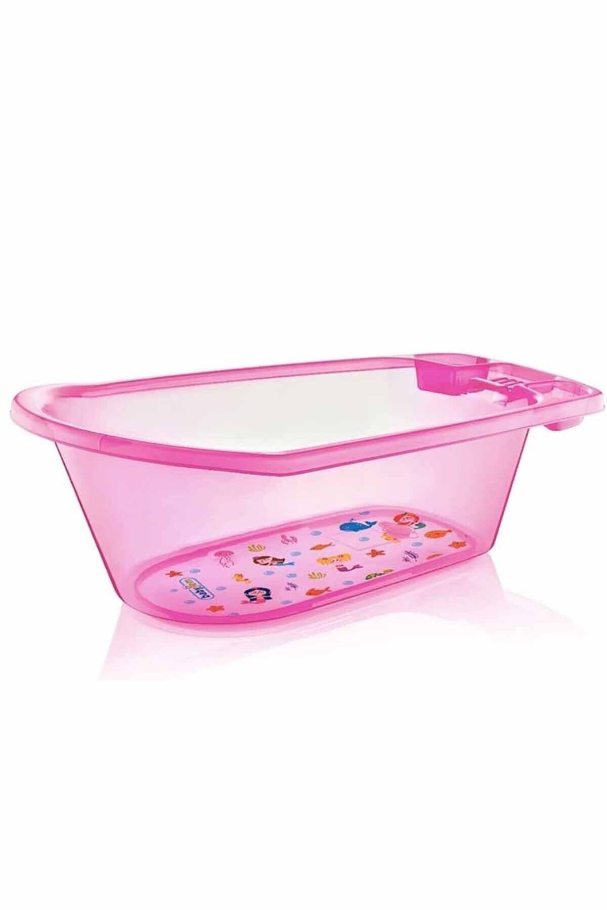 Babyjem Şeffaf Desenli Pembe Bebek Banyo Küveti