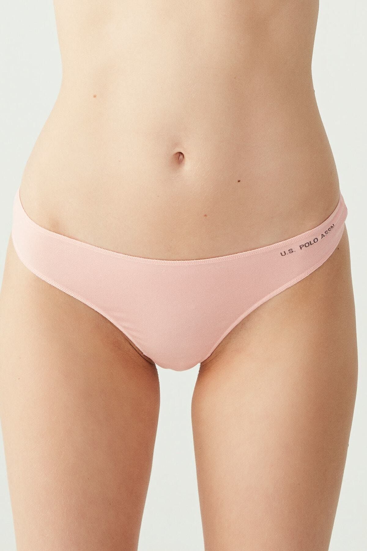 U.S. Polo Assn. Kadın 5'li Siyah-ten-beyaz-somon-kırmızı Kıl Lastikli String Usb67005