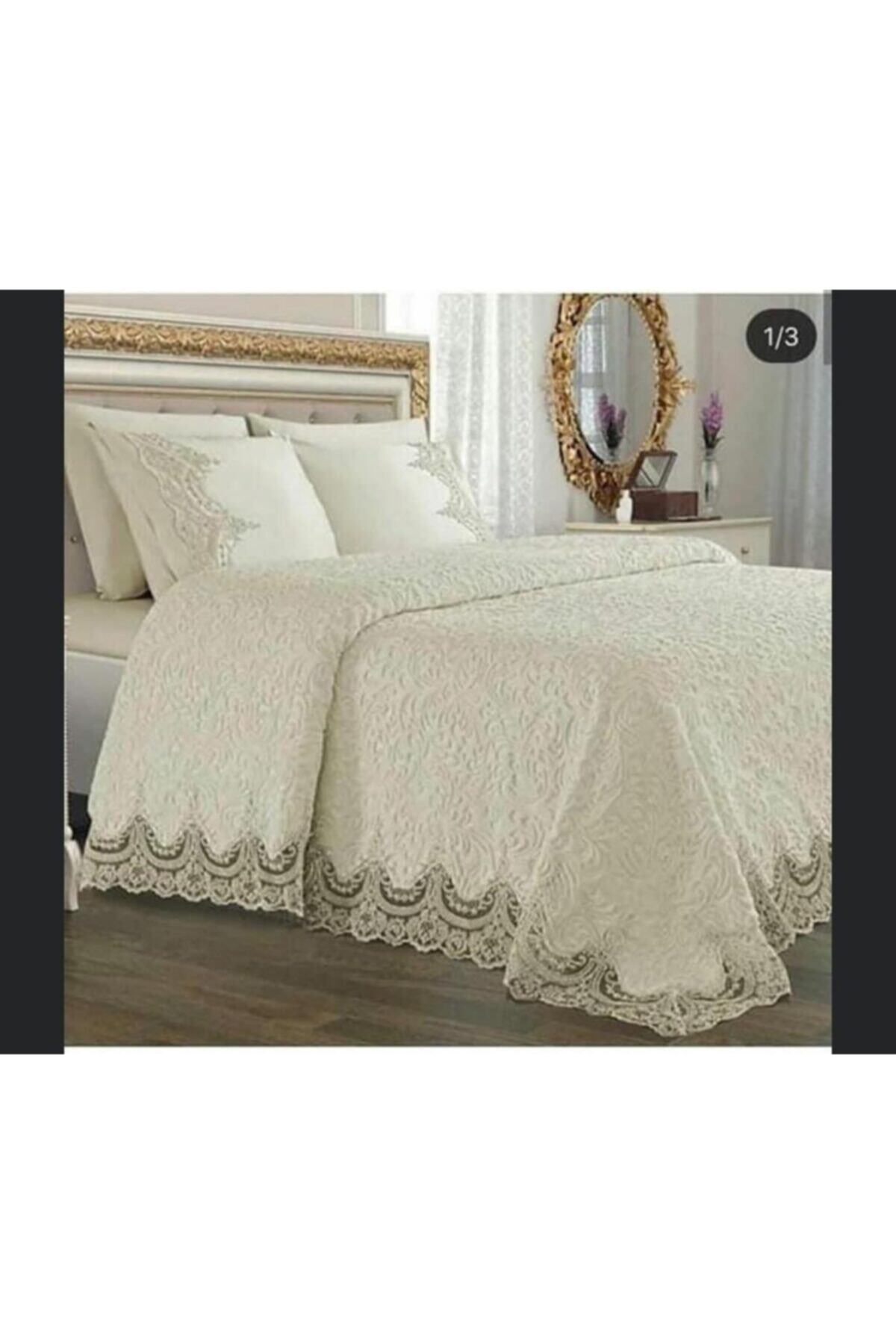 kelebek mavi fransiz gupurlu battaniye yatak ortusu seti krem fiyati yorumlari trendyol