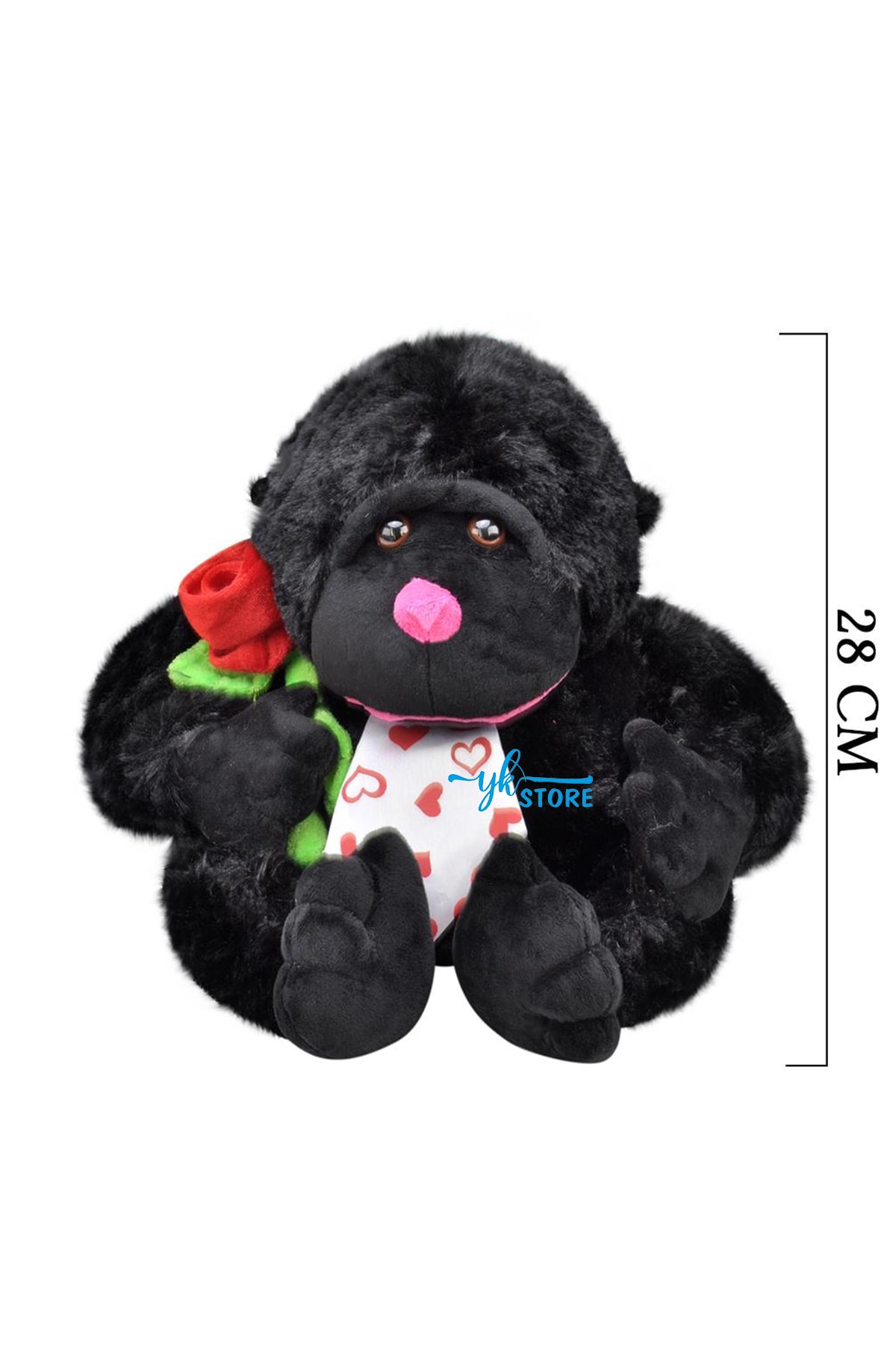 YKSTORE Çiçekli Peluş Goril 28 Cm Siyah