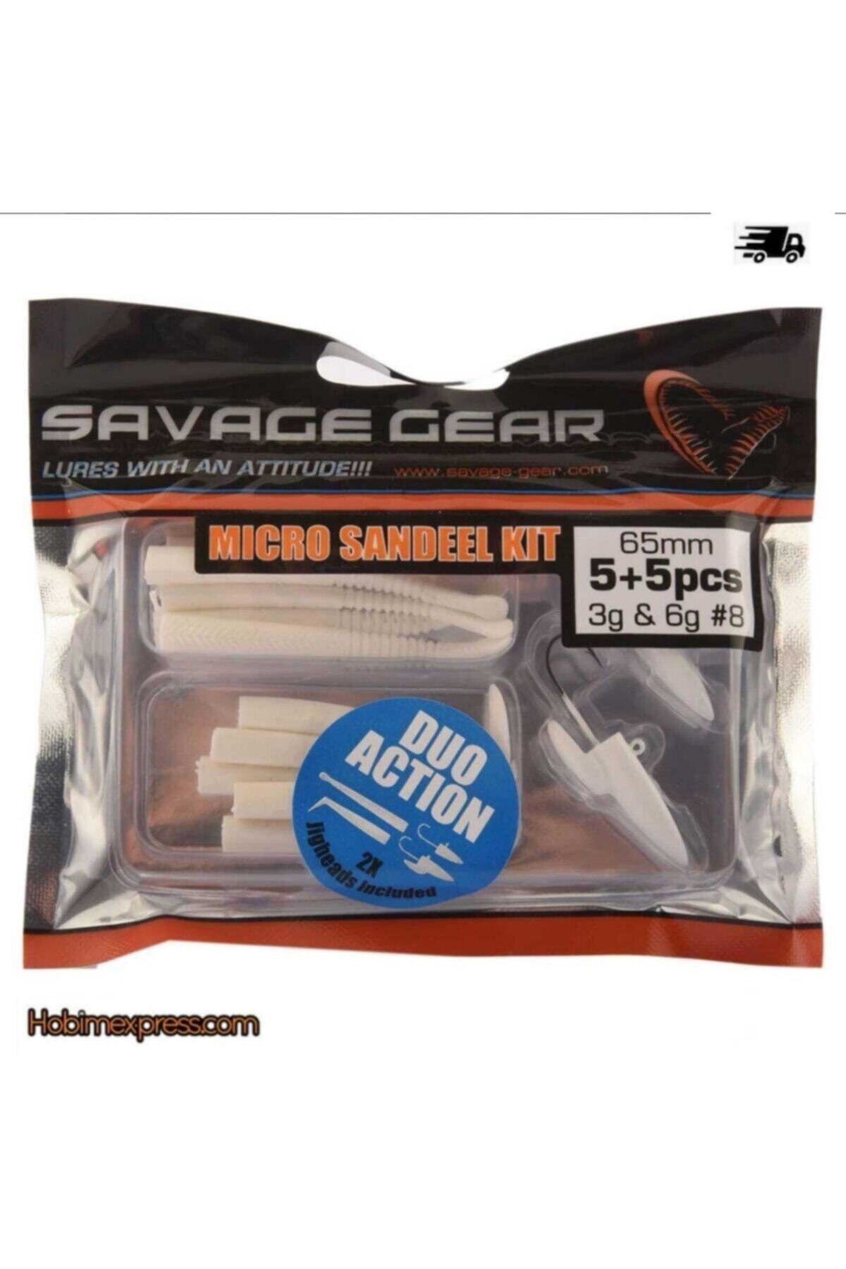 Savage Gear Lrf Micro Sandeel Kit Yem 2 Jighead + 10 Silikon ( White )