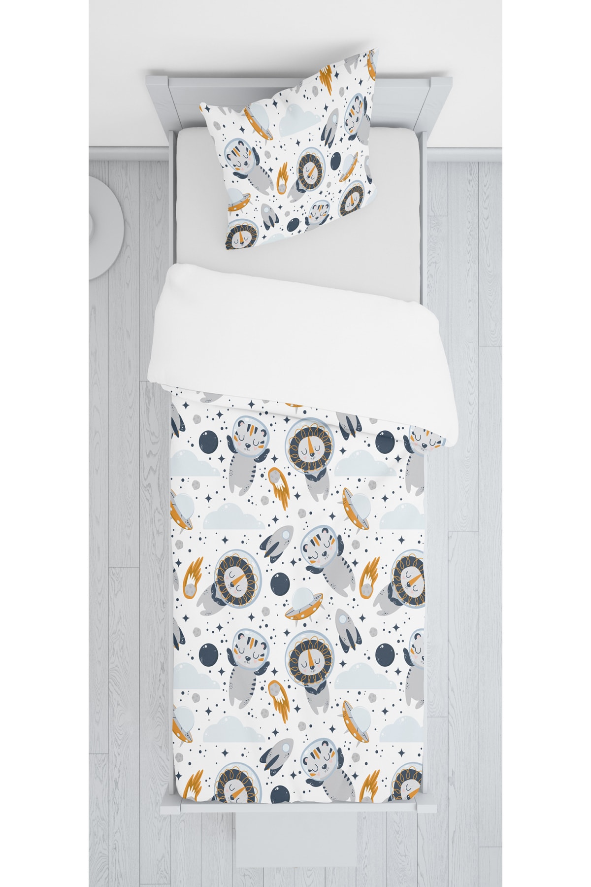 SEWINLAND Decoars Uzay Figürlü Kadife Yatak Örtüsü Yastık Kılıfı Hediyeli