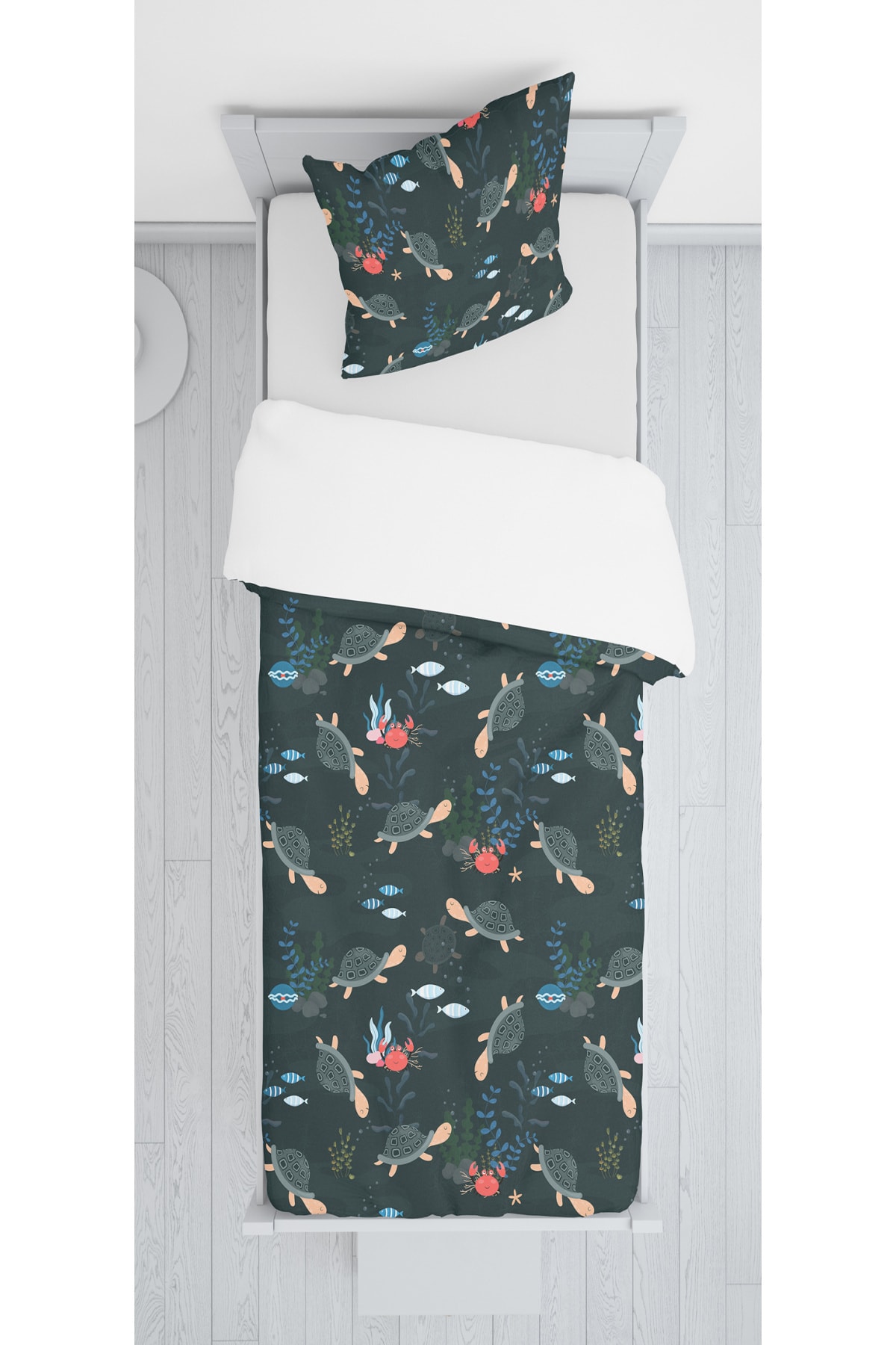 SEWINLAND Decoars Kaplumbağa Figürlü Kadife Yatak Örtüsü Yastık Kılıfı Hediyeli