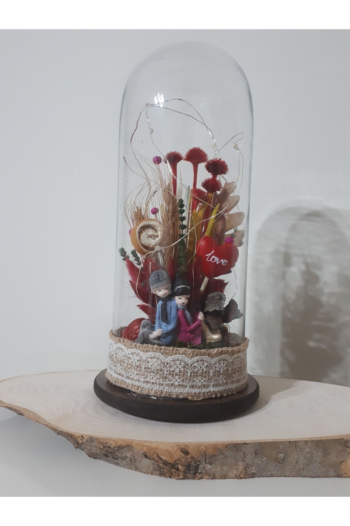 Ekstrem Mini Party Store Sevgililer Günü Temalı Işıklı Ters Fanus Teraryum
