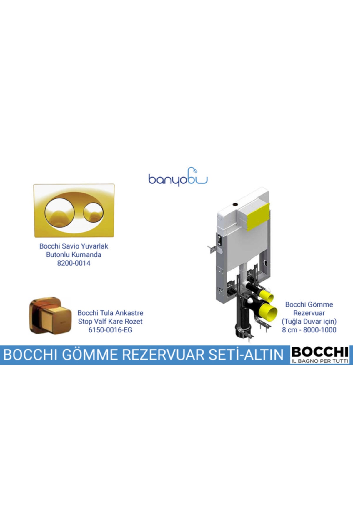 Bocchi Gömme Rezervuar Seti - Altın (Tuğla Duvar Için)
