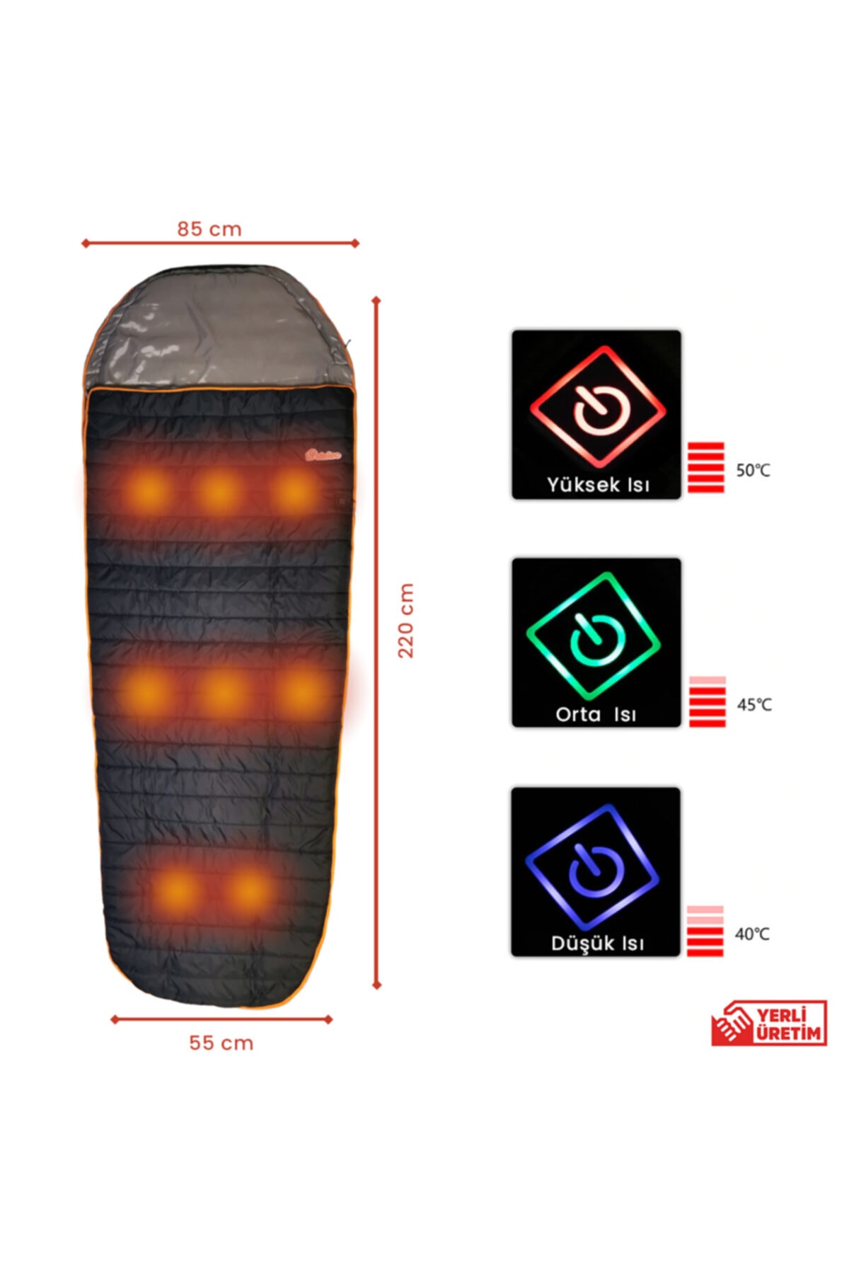 Listeleo Powerbank Isıtıcılı Çadır Uyku Tulumu