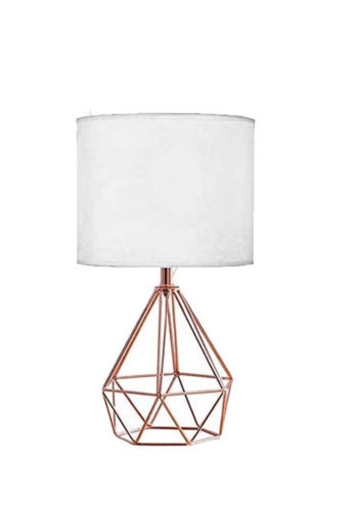 Merve Abajur Aydınlatma Başlıklı Rose Gold Ayaklı Modern Metal Abajur