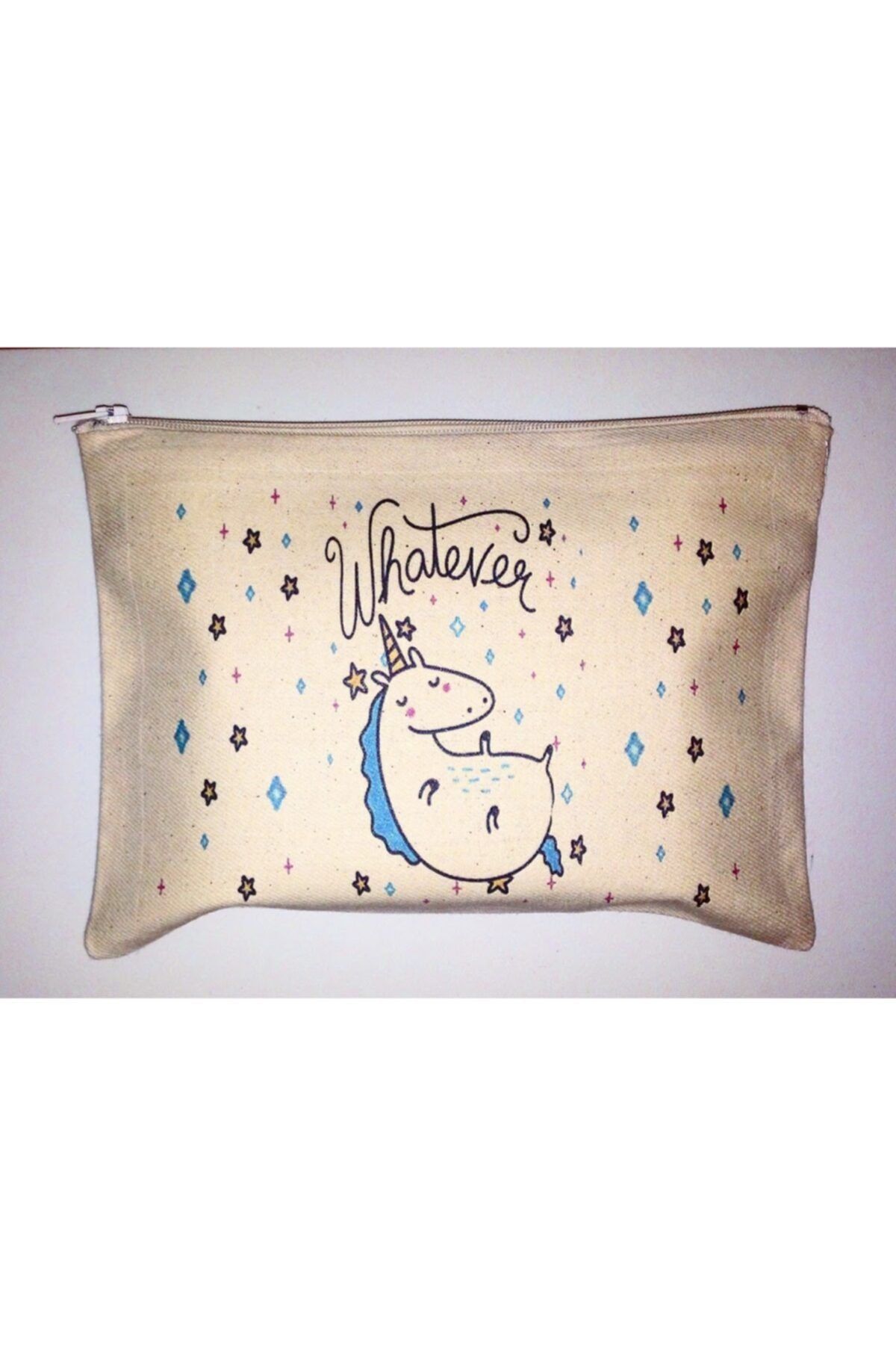 SAWCENT Kadın Bej Unicorn Makyaj Çantası 21 X 15 cm