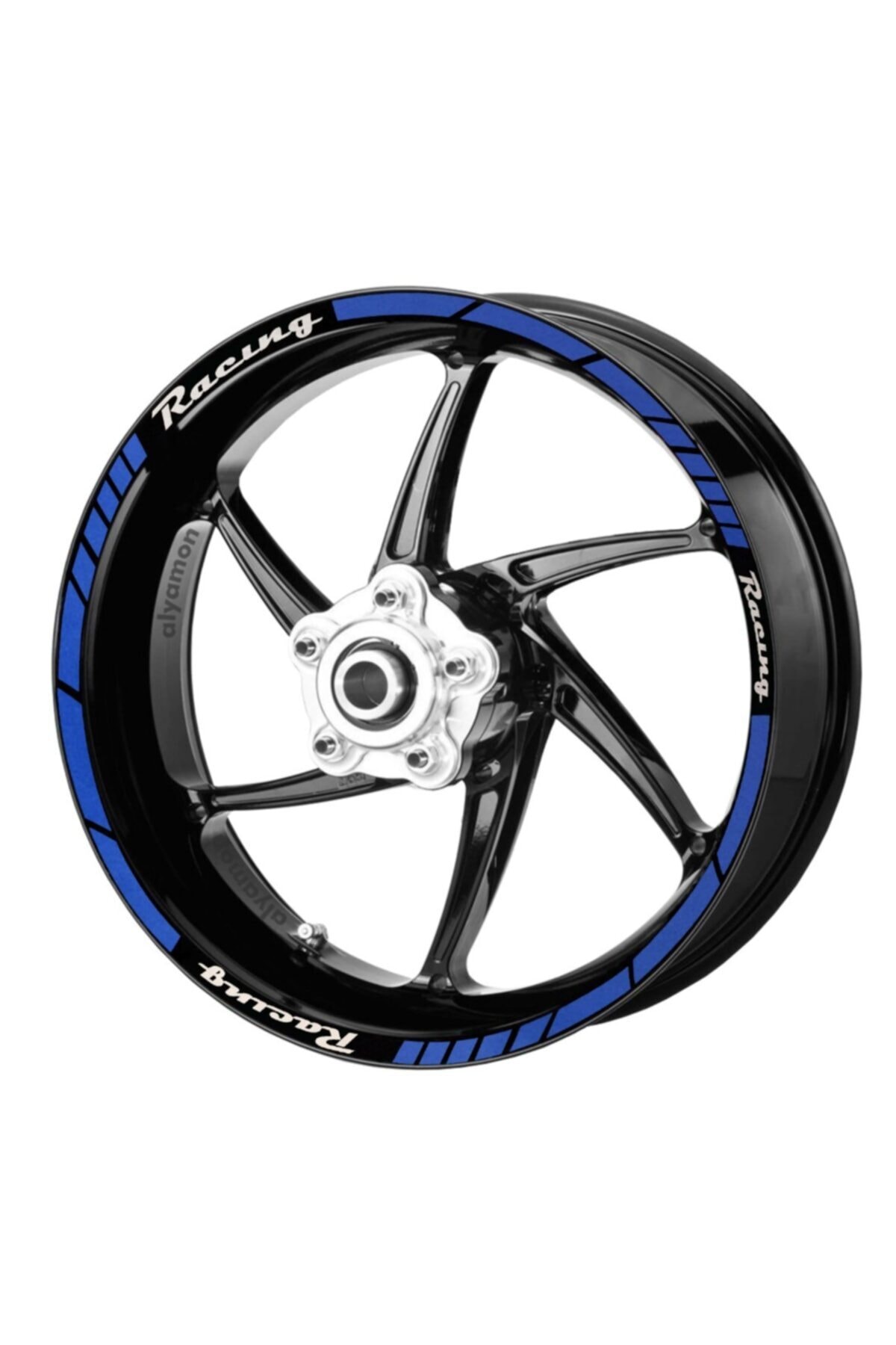 Deeb Motosiklet Jant Şeridi Universal Racing Mavi Beyaz Model X