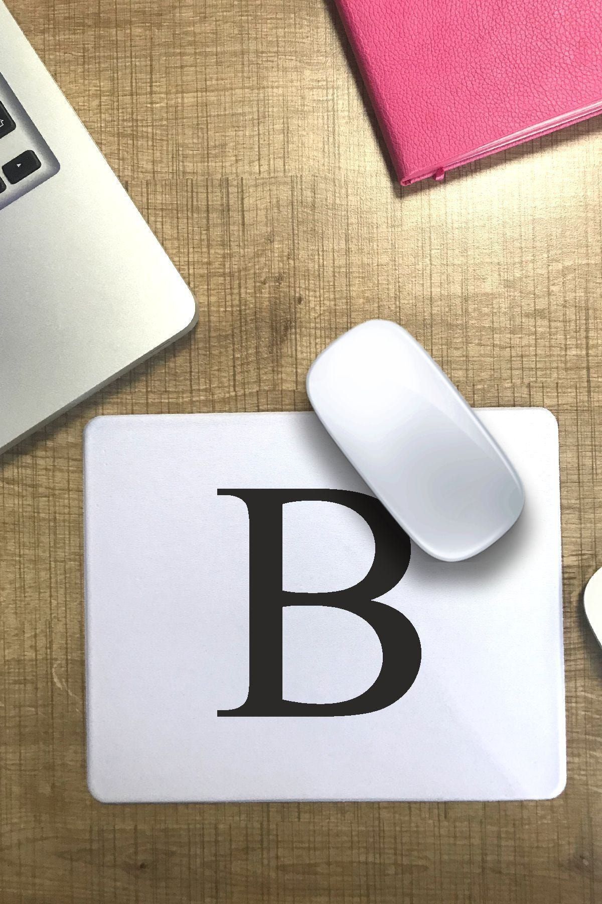 özel hediyem Özelhediyem B Harfli Mouse Pad Beyaz