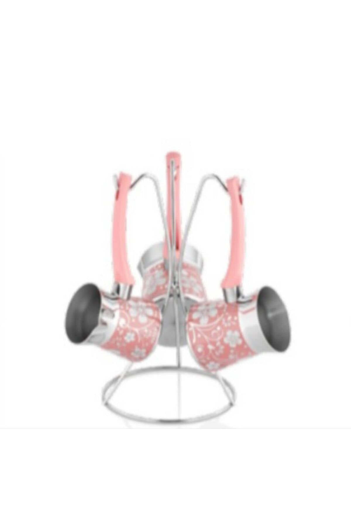 İNTER CELİK Inter Çelik Sahra Cezve Takımı Dekorlu Pembe