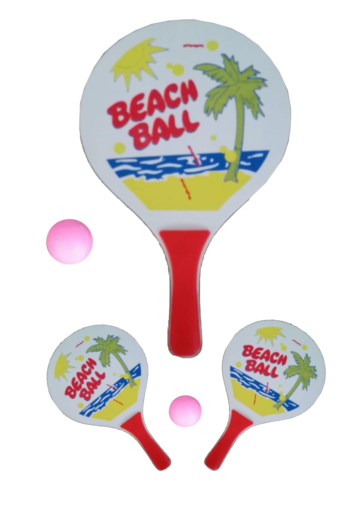 AKTOYS Beach Ball Tahta Raket Iki Adet Raket Bir Adet Top