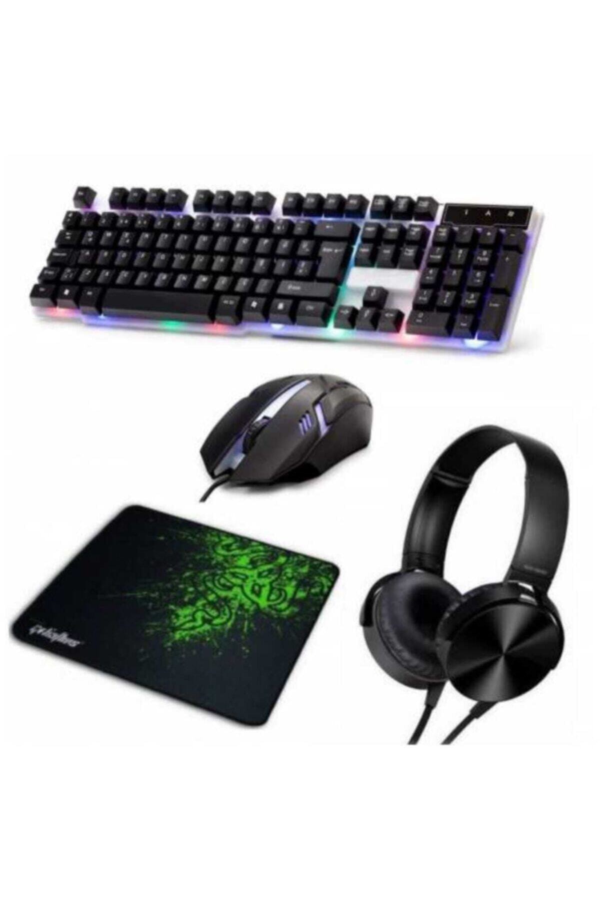YK Design 4in1 Klavye Mause Razer Pad Kulaklık Esport Oyuncu Exxtra Gaming Set