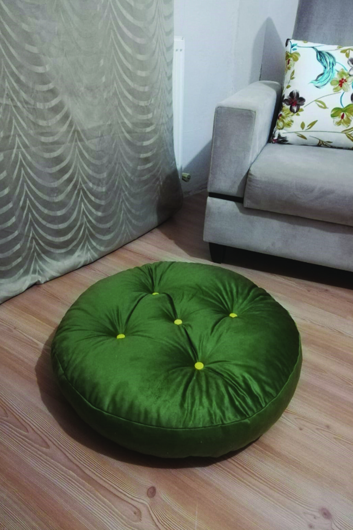 Puffy Yeşil Kırlent Mini Yer Puff Minder B
