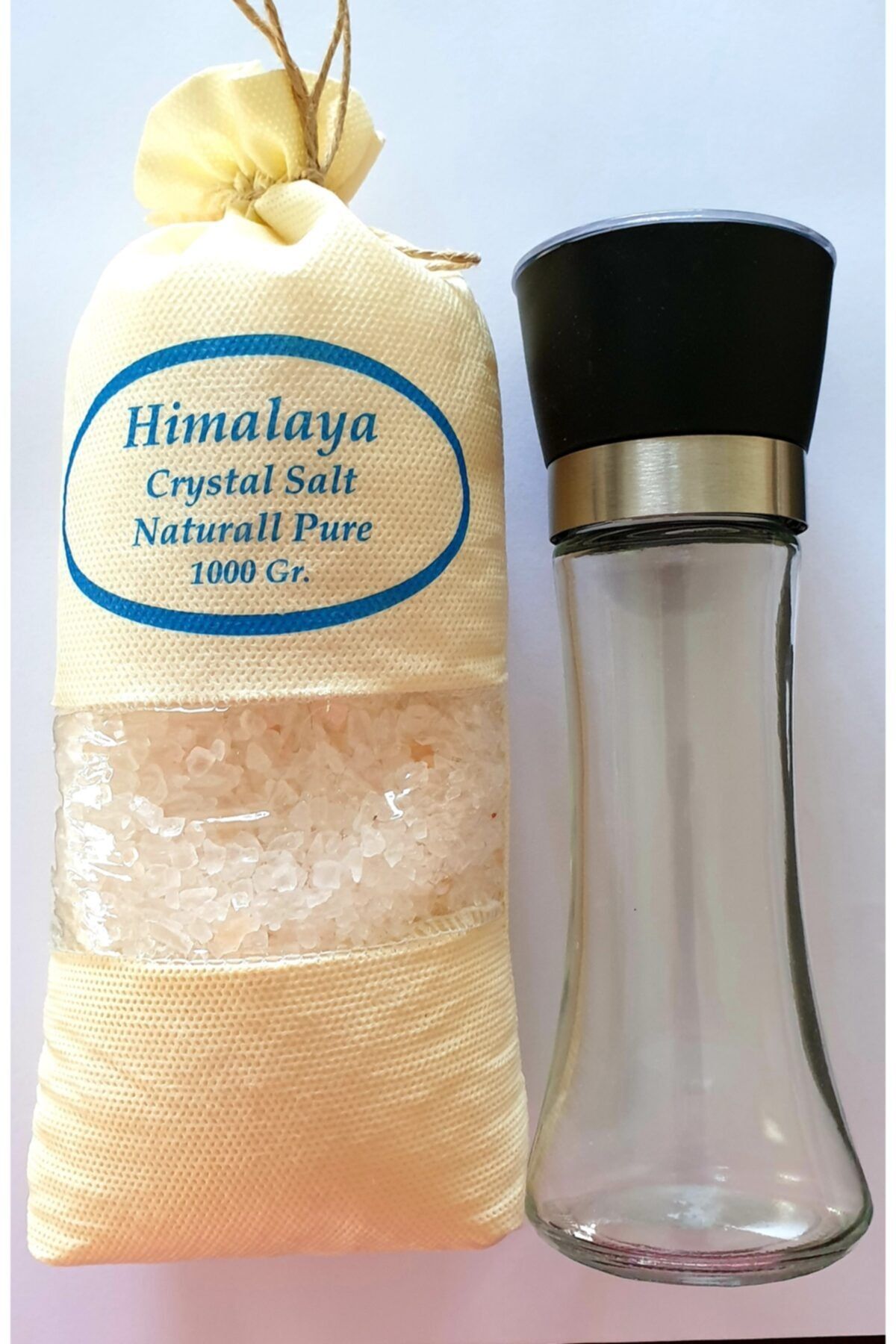 Himalaya İthal Ithal Himalaya Tuzu Granül Iri Tane Beyaz - 1 Kg.+ Baharat Ve Tuz Öğütücü Değirmen