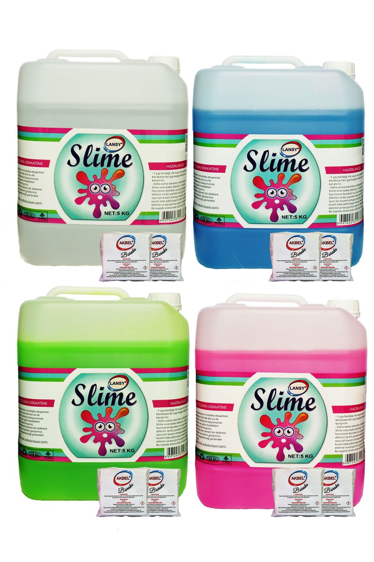 lansy Zıp Zıp Slime 4 Renk 4x5 Kg + Boraks