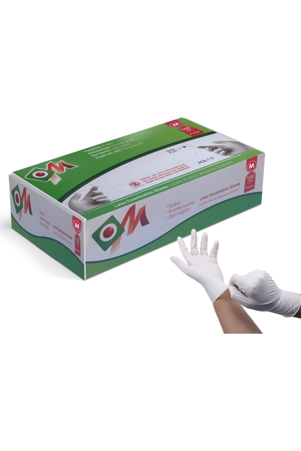 Om Pudralı Lateks Cerrahi Eldiven L Beden 100 Adet