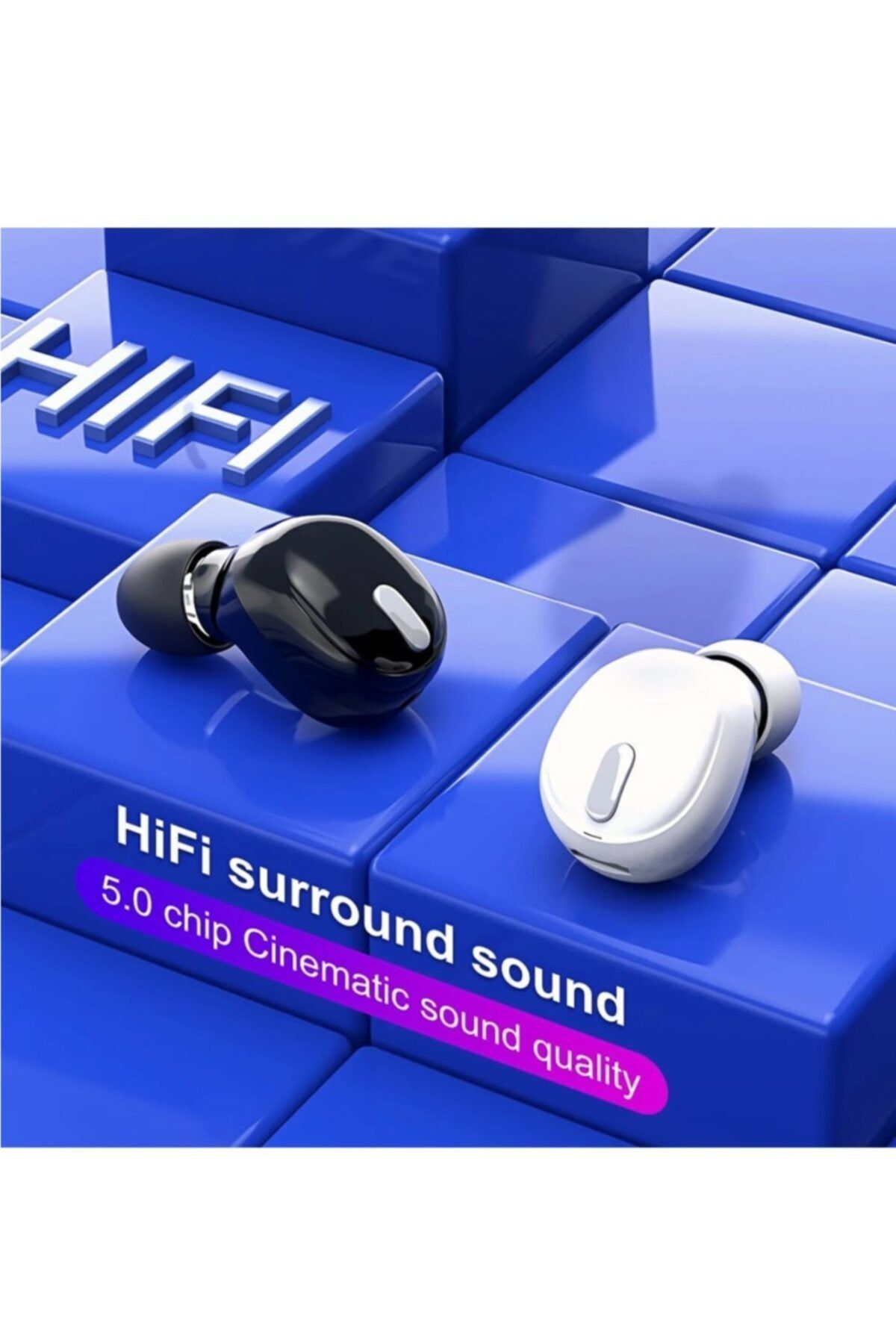 usmtekno Bluetooth Kulaklık V5.0 Chip Hifi 6d Surround Mini Bluetooth Kulaklık Siyah