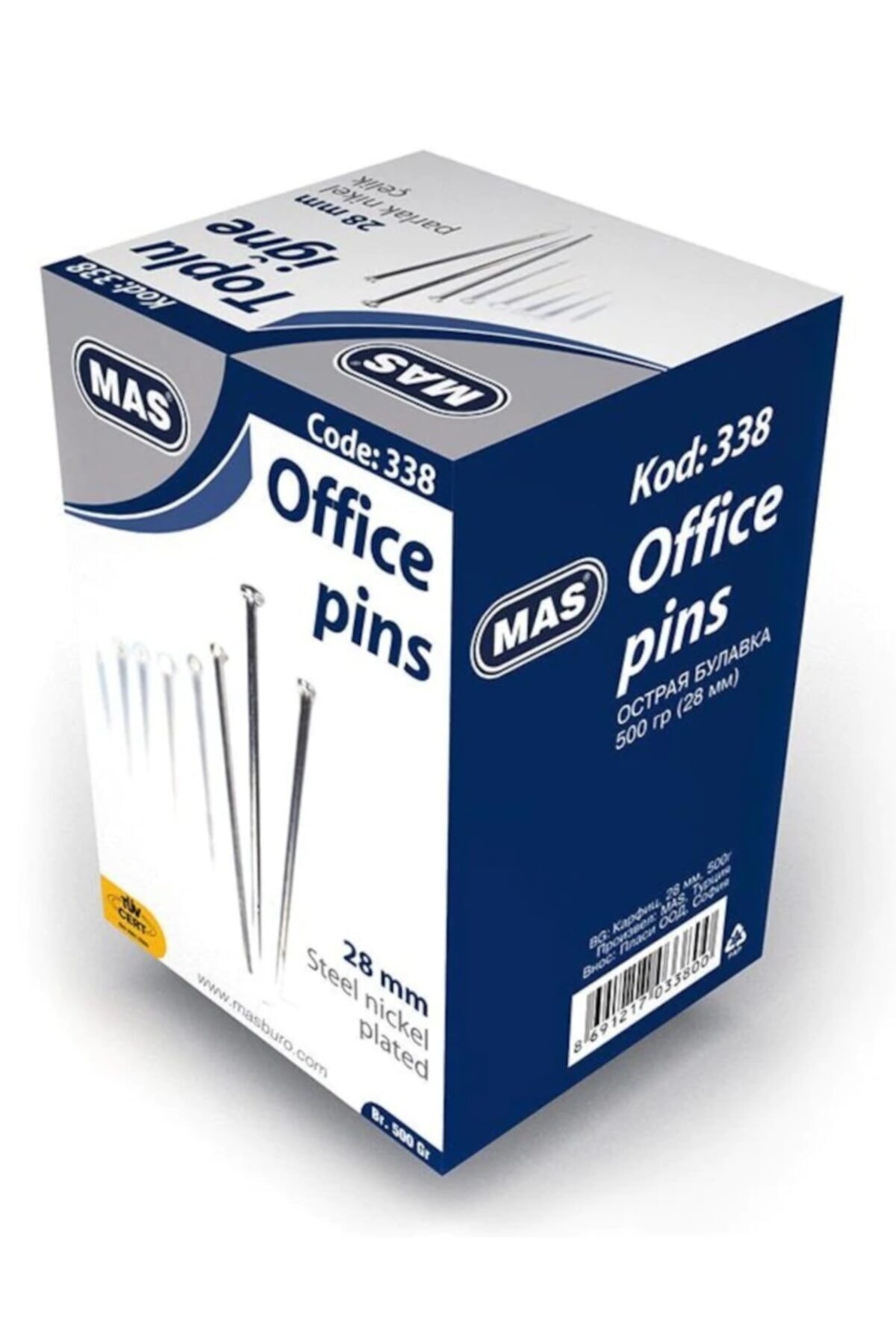 Mas Toplu Iğne 500 gr. Nikelli 28 Mm