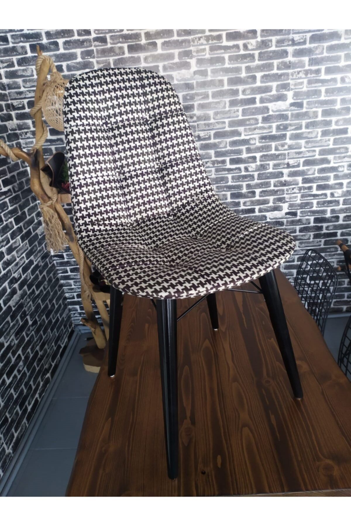 Solay Home Ahşap Ayaklı Sandalye Siyah/beyaz - Masa Sandalyesi - Mutfak Sandalyesi - Modern Tasarım