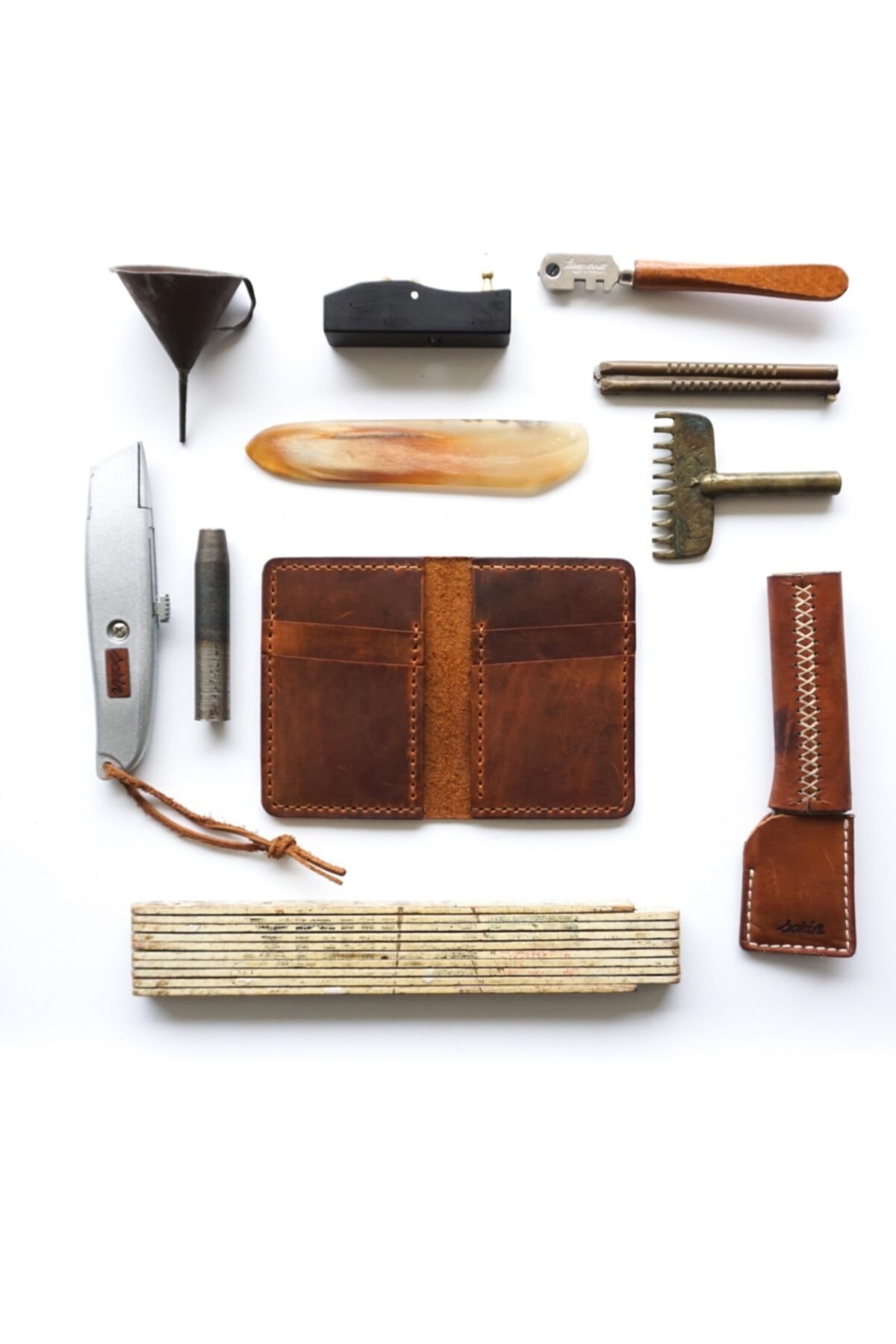 Sakin Leather Açık Kahve Dikey Kartlık