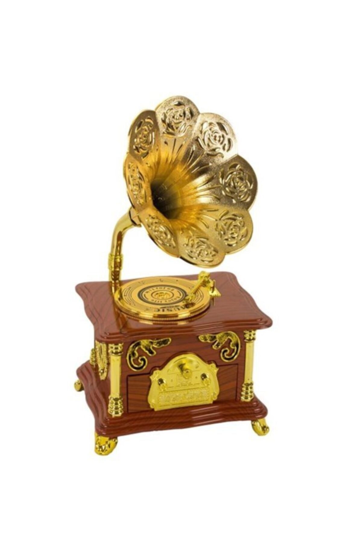 Adil Baba Dekoratif Nostaljik Gramafon Şeklinde Müzik Kutusu 26 X 15 cm