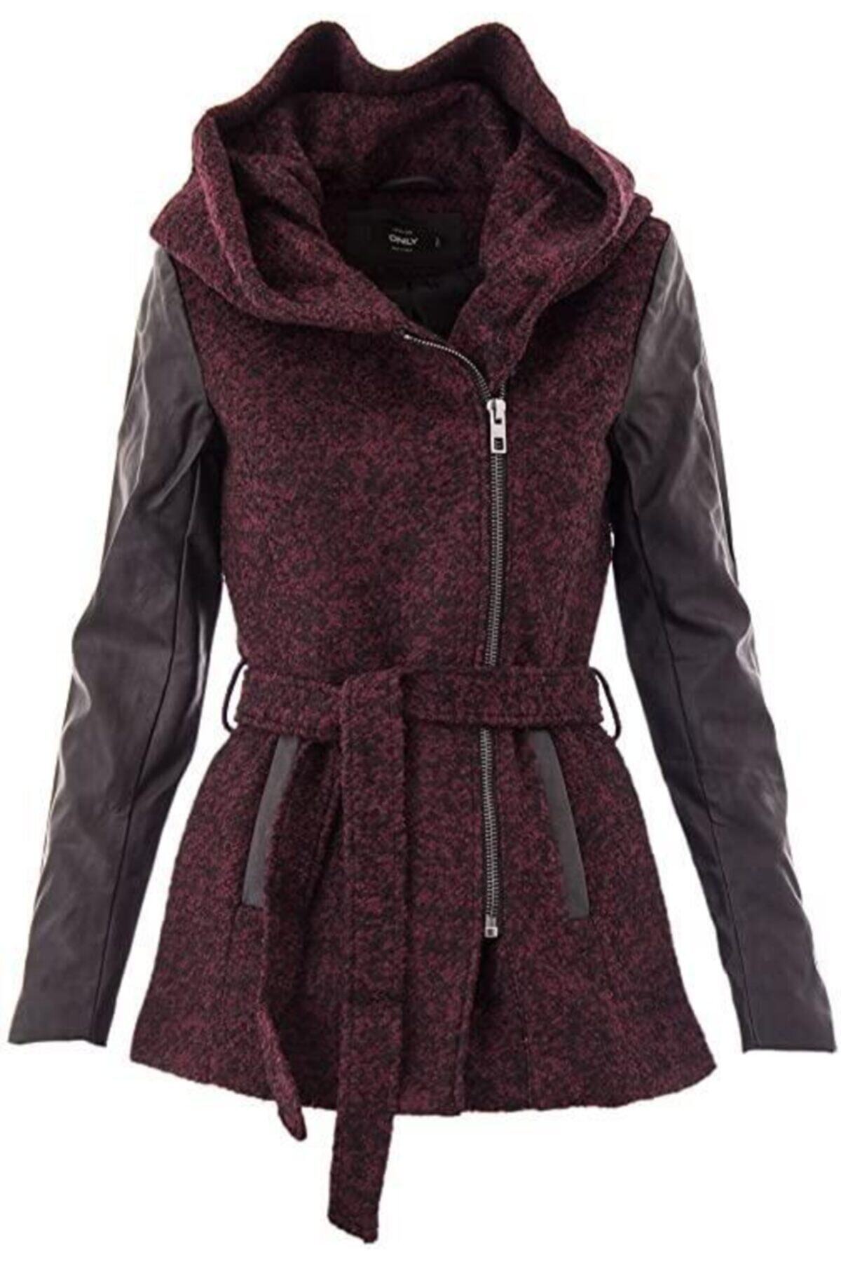 Only Kadın Kollar Deri Bordo Kaban 15136121