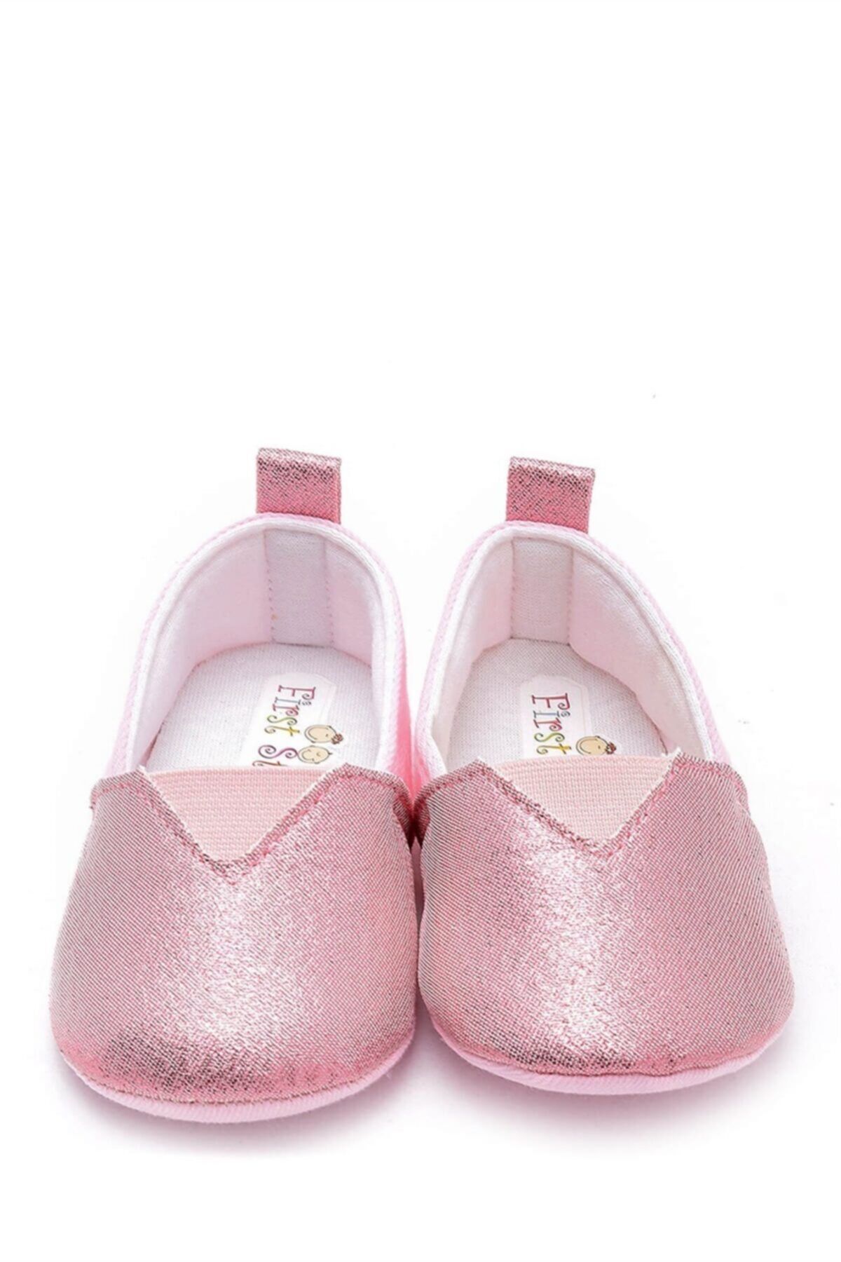 First Step Bebek Patik Simli Kumaş Pembe