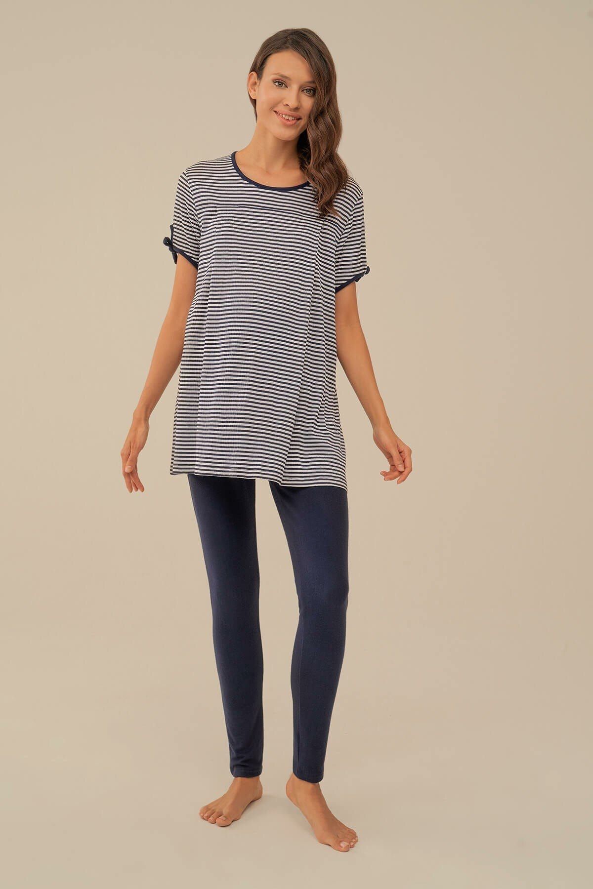 cozyshop Kadın: Lacivert Hamile Pijama Takım
