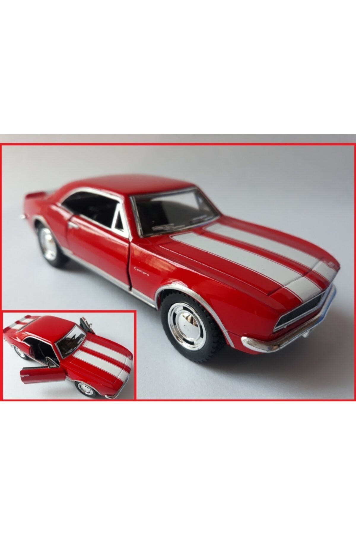 OYUNCAKSAHİLİ Chevrolet Camaro Z28 Klasik Metal Araba 1967 Kapı Açılır Diecast Kırmızı