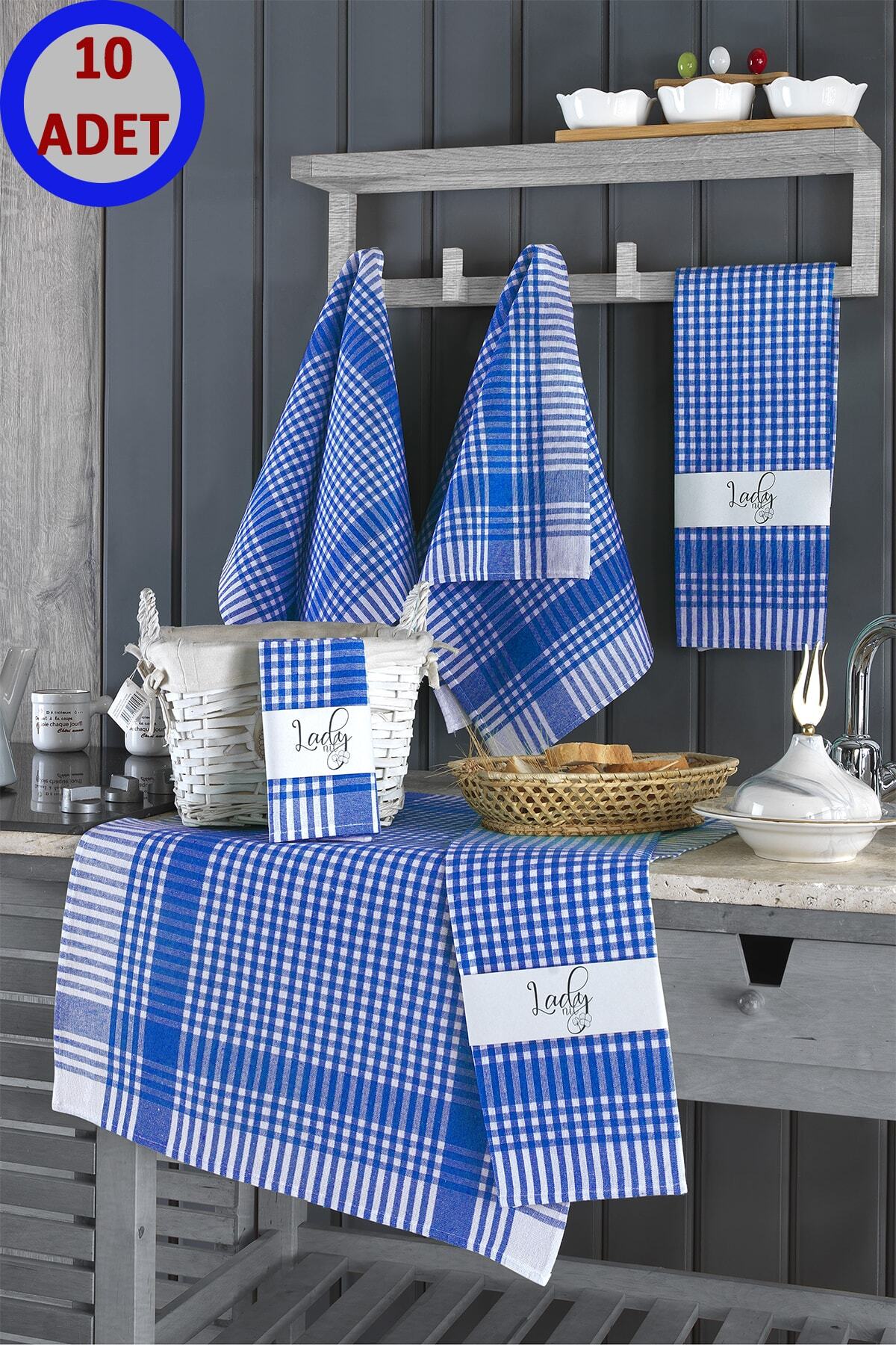 LADYNİL Alman Peçetesi Pötikareli 10 Adet Mavi 45x65