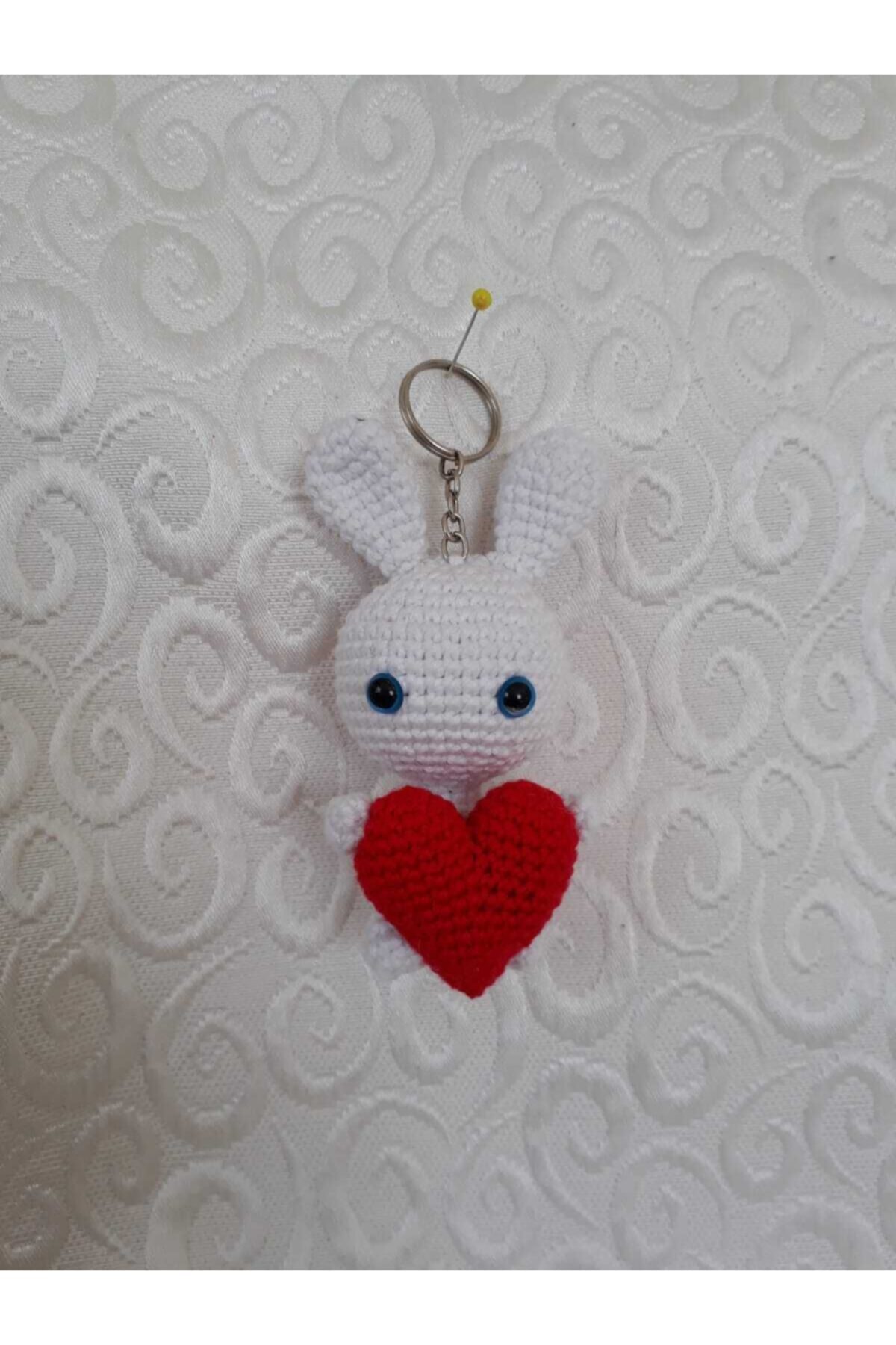 Trend bayb Amigurumi Kalpli Tavşan Anahtarlık