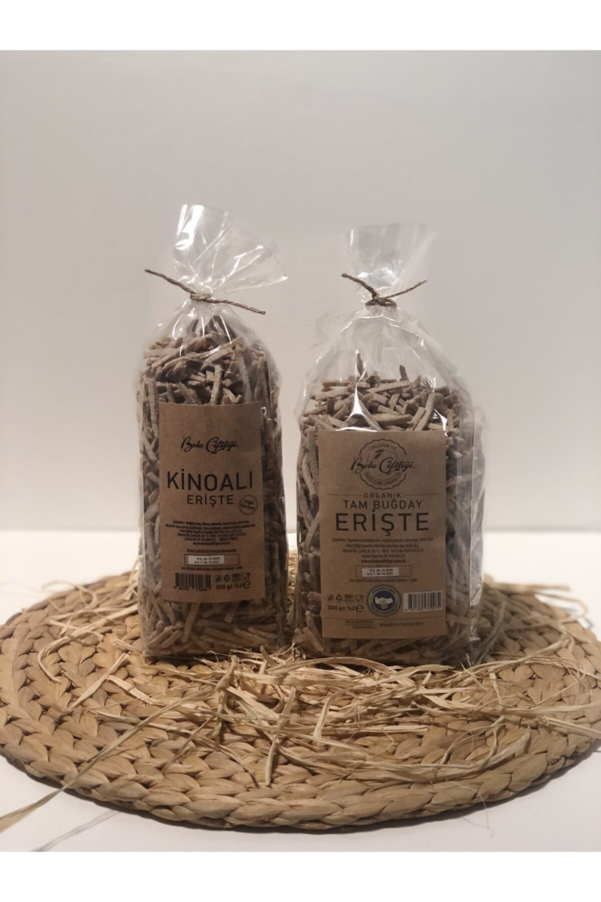 Bolu Çiftliği Kinoalı Erişte ve Tam Buğday Erişte 500 gr  2'li Paket