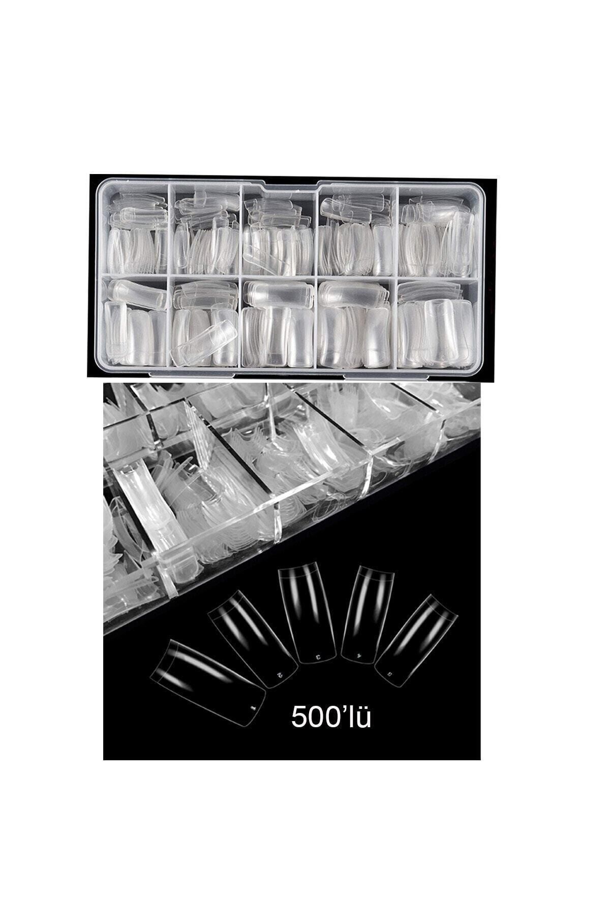 alaraycosmetics 500lü Lüx Protez Takma Tırnak Tips/ Yarım Ay Profesiyonel Kalite/ Şeffaf Renk /10 Farklı Boy