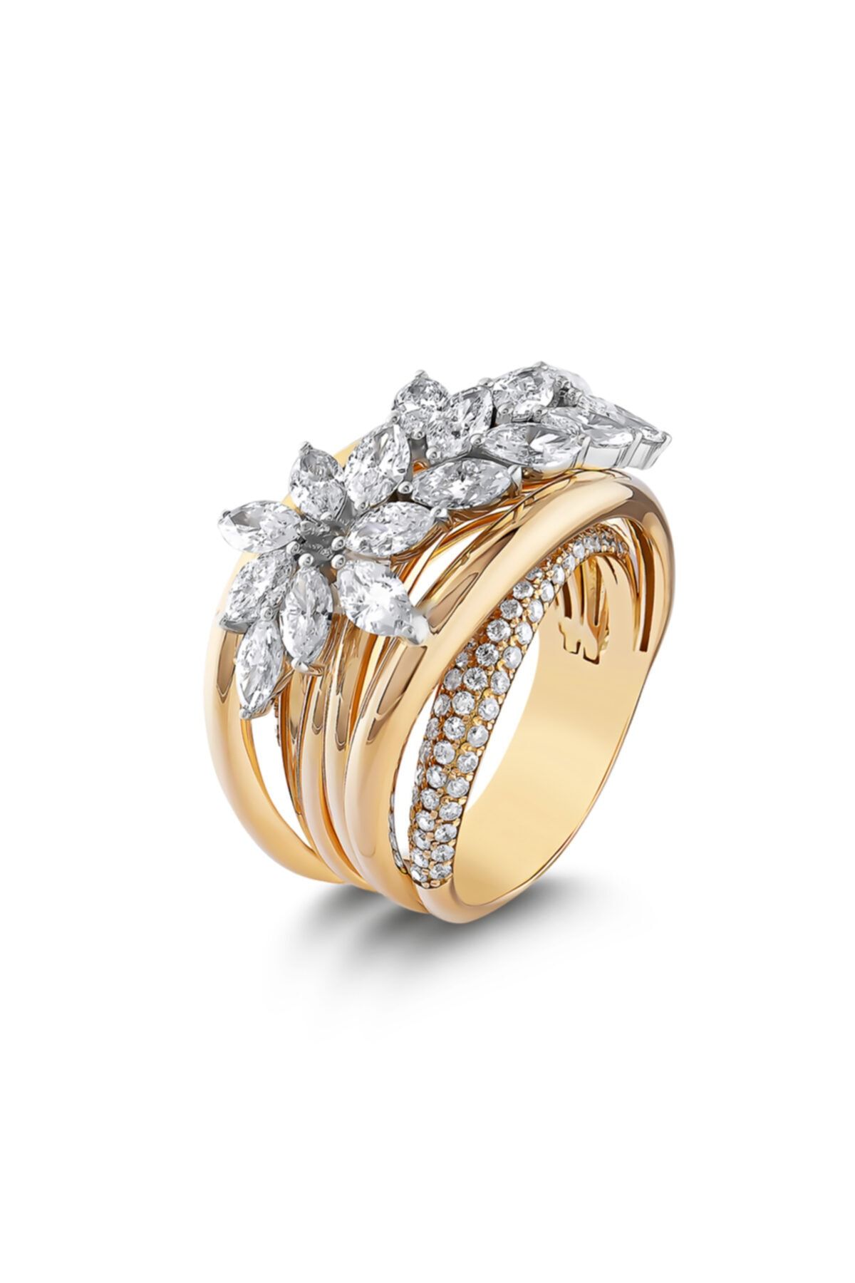 Barok Diamond Markiz Pırlanta Yüzük 3.13 Ct. E Vs 18k
