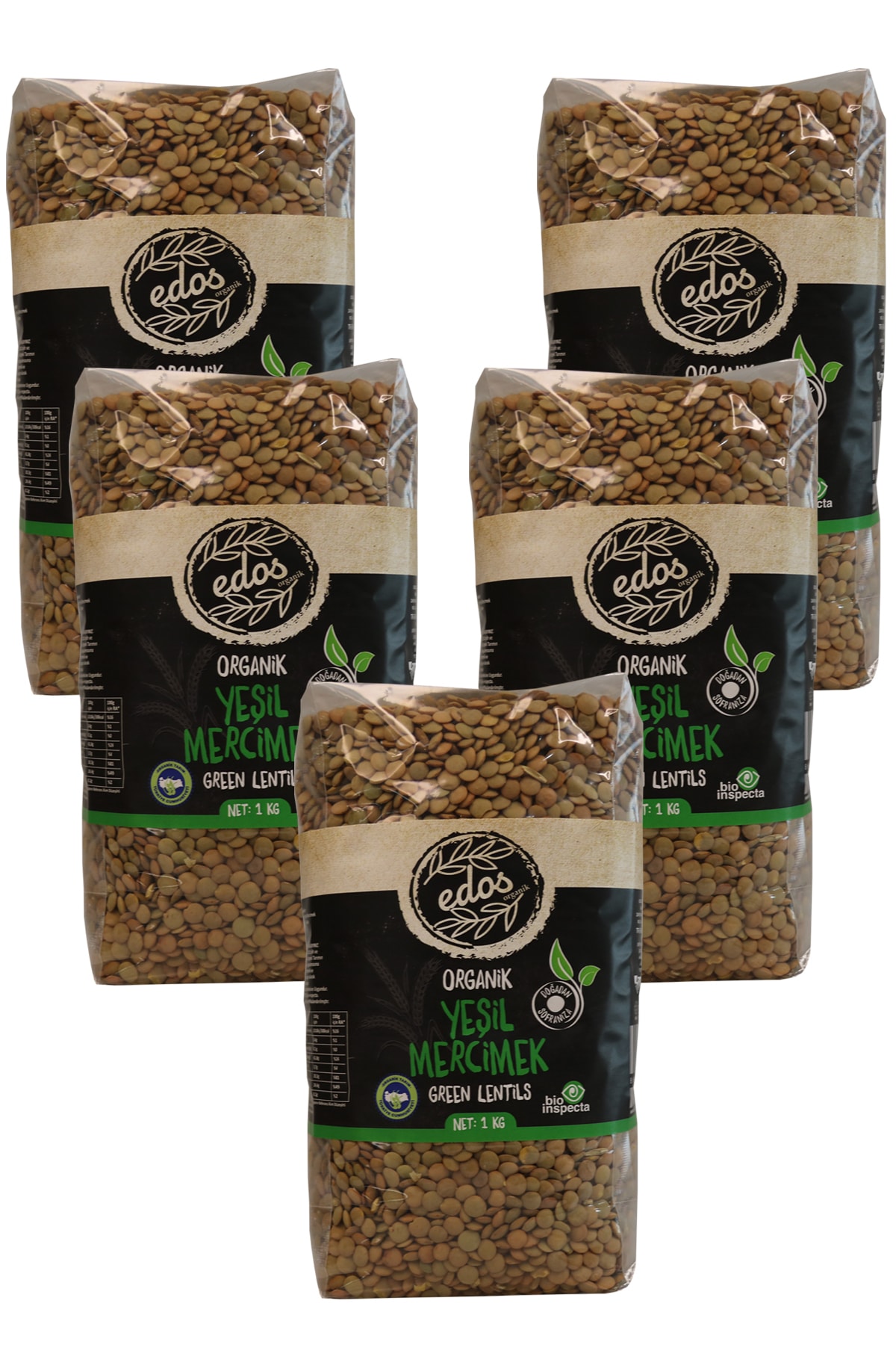 EDOS Organik Yeşil Mercimek 1 Kg X 5 Adet