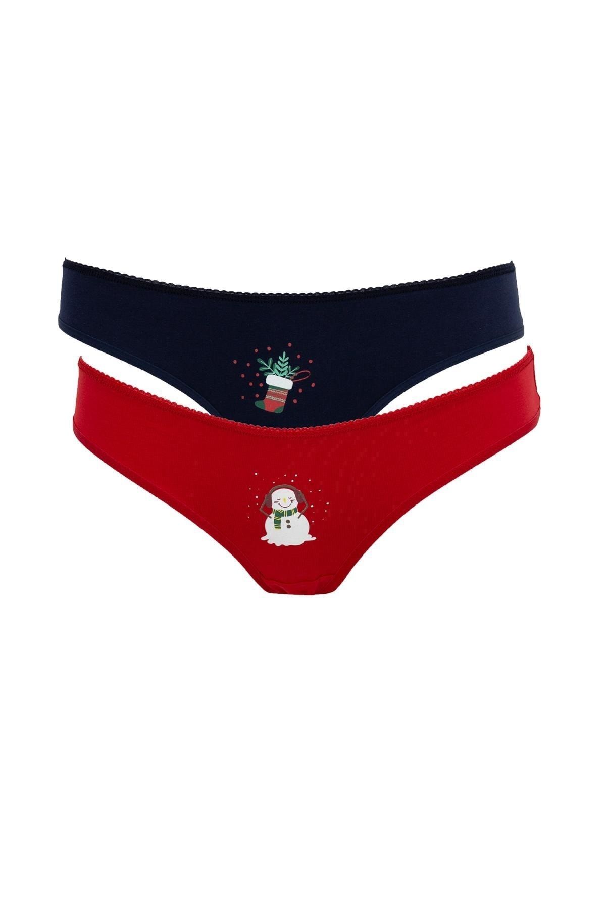 Defacto Fall In Love New Year's Themed 2-Piece Brazilian Panties - Trendyol