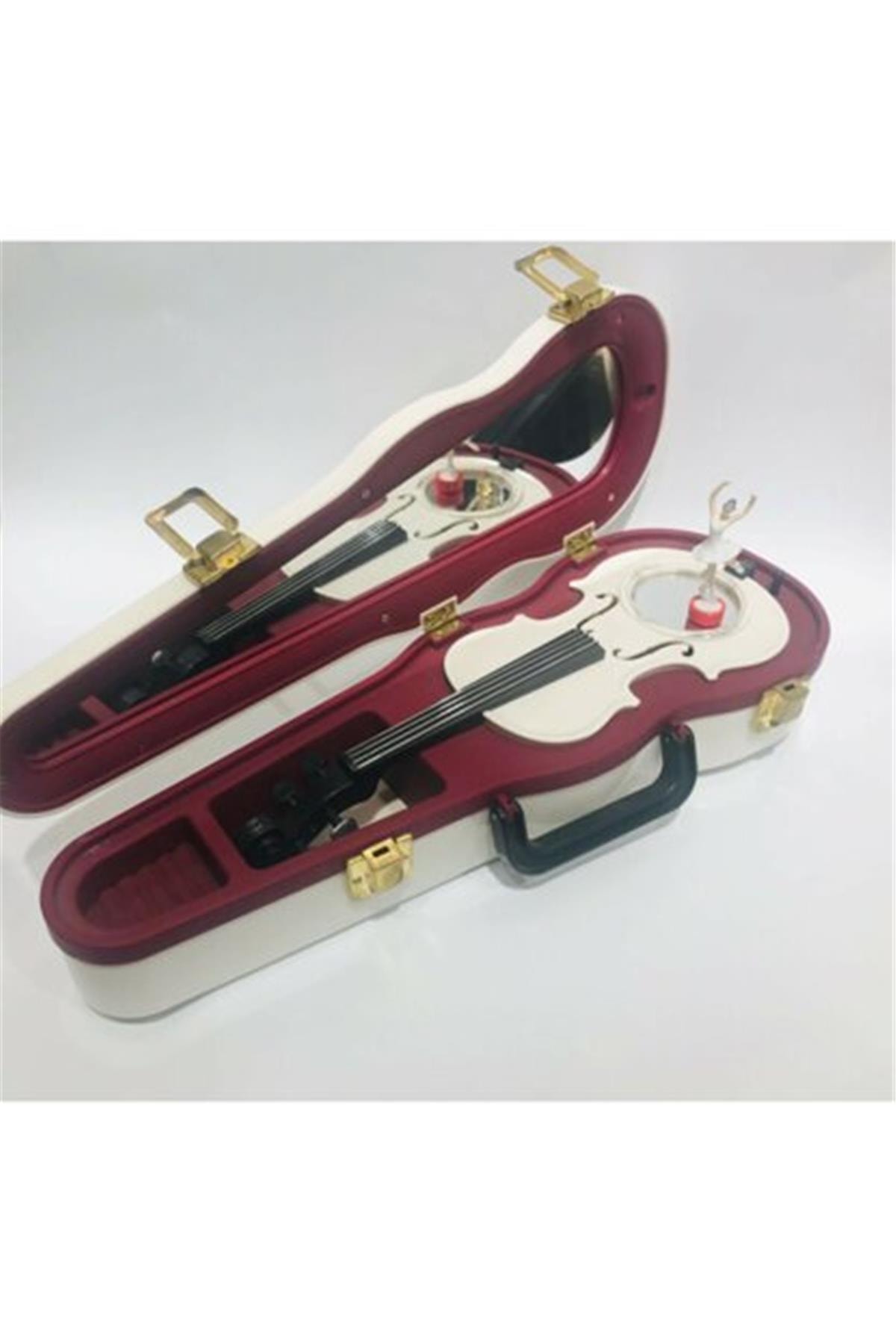 MİNMİNAKSESUAR Beyaz Keman Müzik Kutusu