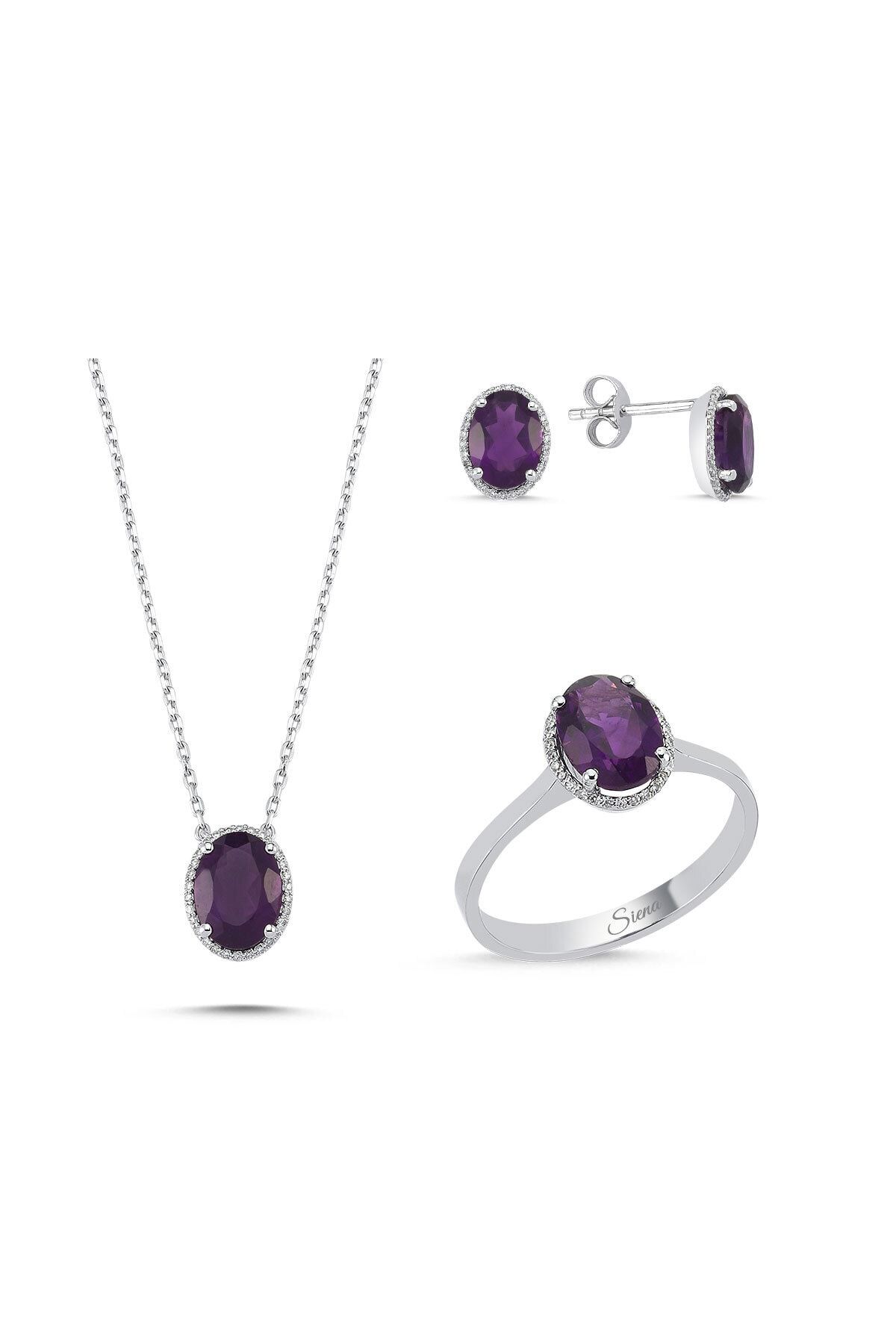 Siena Pırlantalı Ve Ametis Taşlı Mini Set