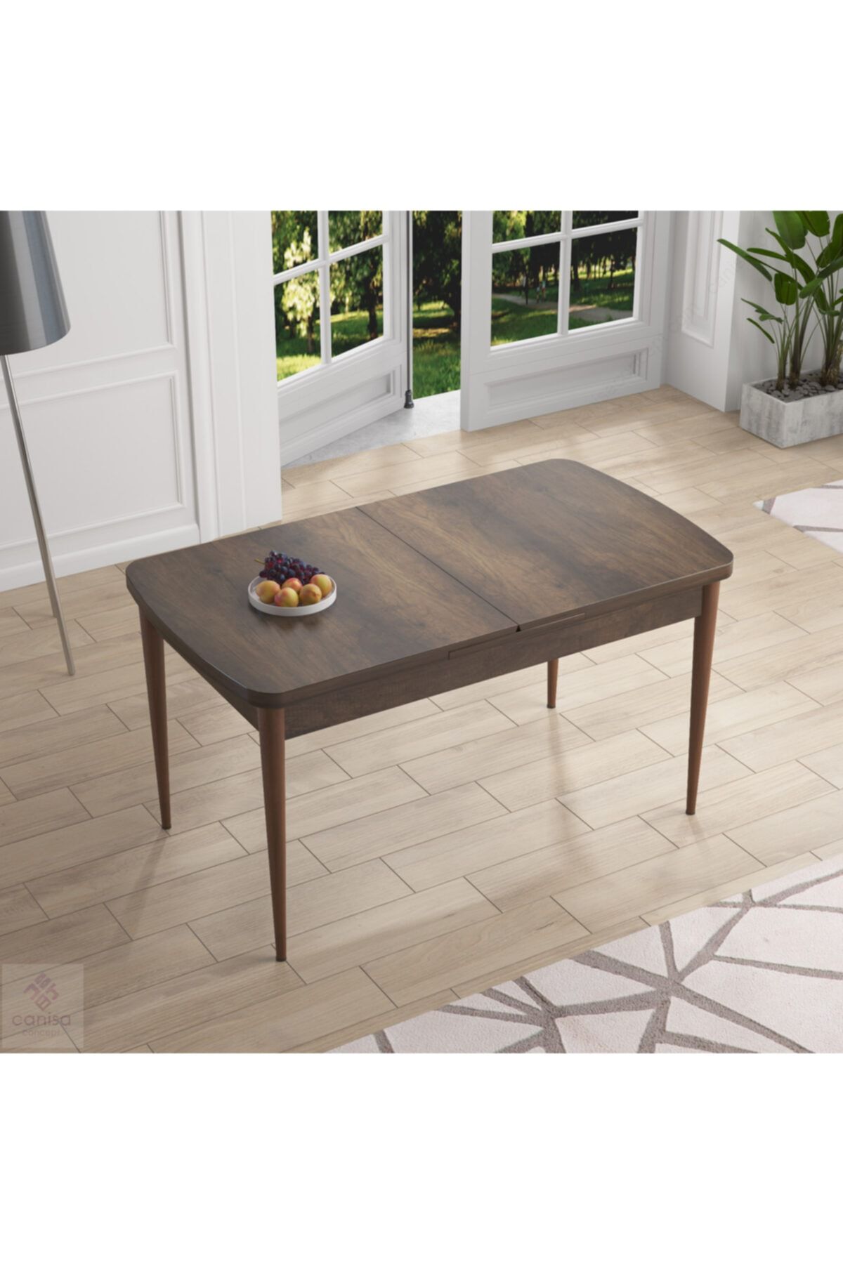 Canisa Concept Canisa Eva Serisi Barok Mdf ,ahşap Ceviz Ayaklı Açılabilir Üst Kalite Mutfak Masası