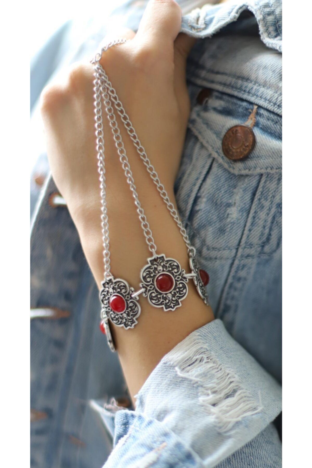 ZeyDor Accessories Kadın Gri Oamanlı Taşlı Tasarım Şahmeran