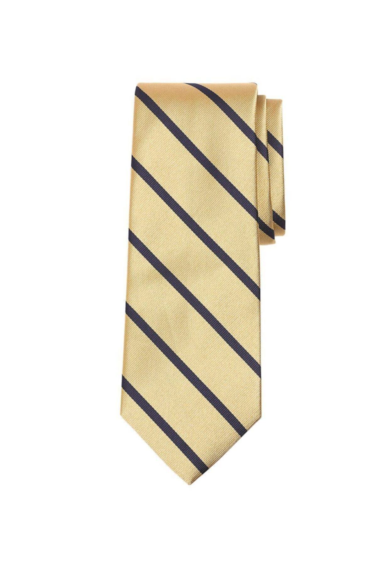 BROOKS BROTHERS Erkek Sarı Lacivert Repp Çizgili Kravat