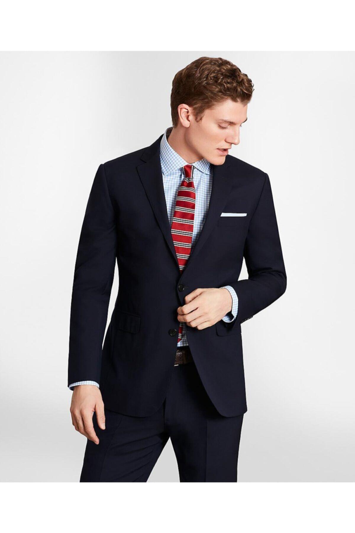 BROOKS BROTHERS Erkek Lacivert Milano Kesim Çizgili Takım Elbise