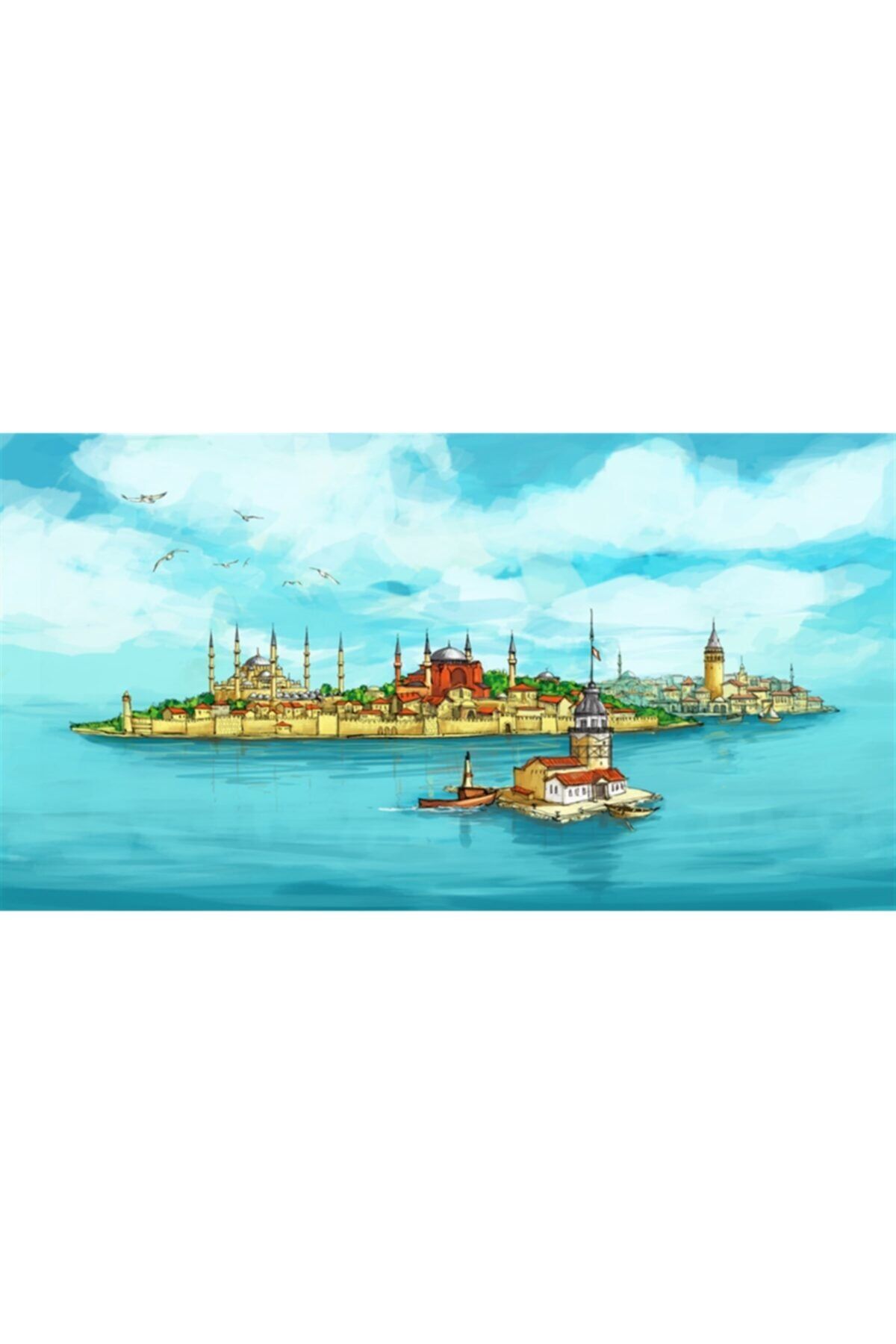 MOVAS Sanat Kız Kulesi Ve Istanbul Elmas Mozaik Tablo / Mozaik Puzzle 50x26cm E2020575