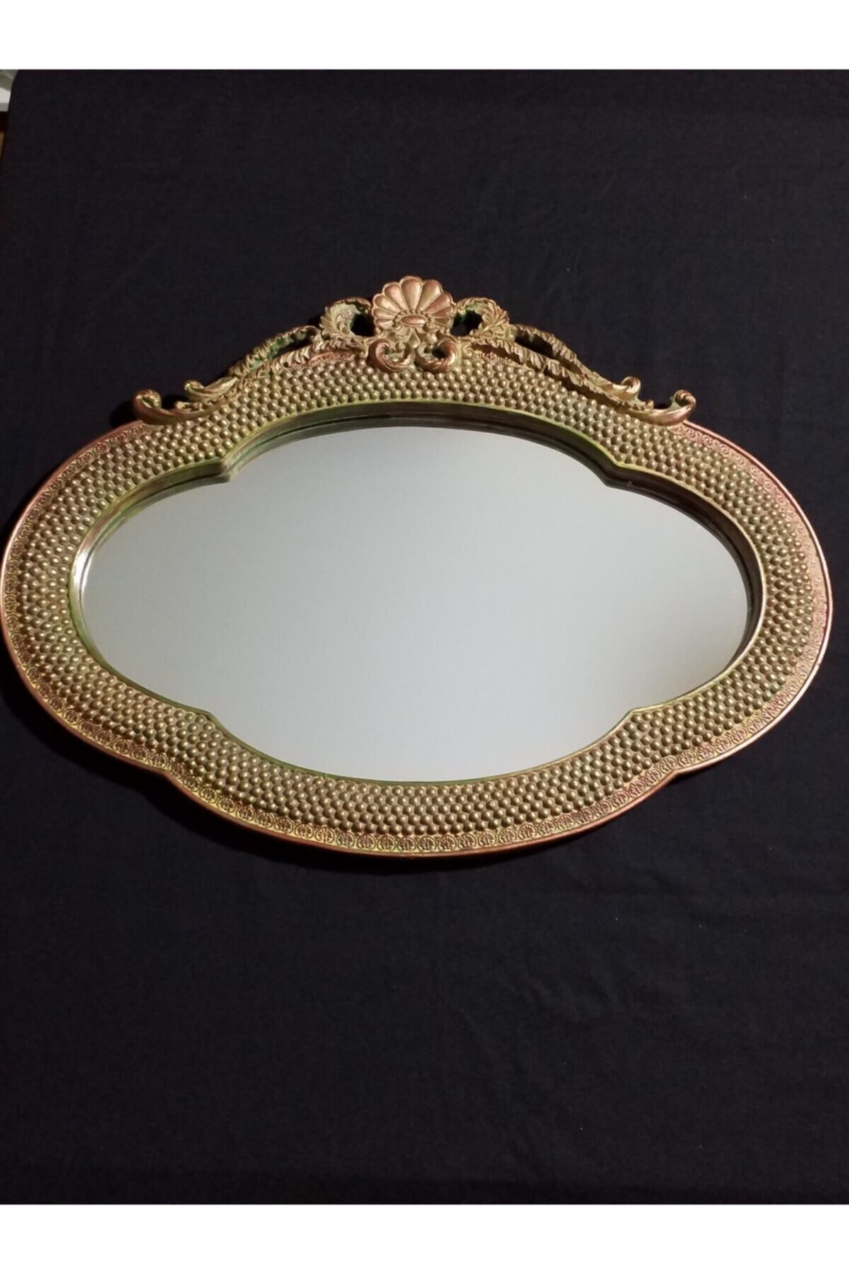 MOMART HOME DEKOR Polyester Dekoratif Eskitme B. Boy Çiçek Figürlü Duvar Aynası