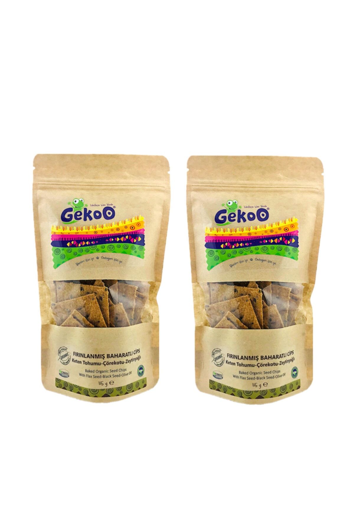 Gekoo Organik Fırınlanmış Baharatlı Cips Keten Tohumu-çörekotu-zeytinyağlı 115g-2 Adet