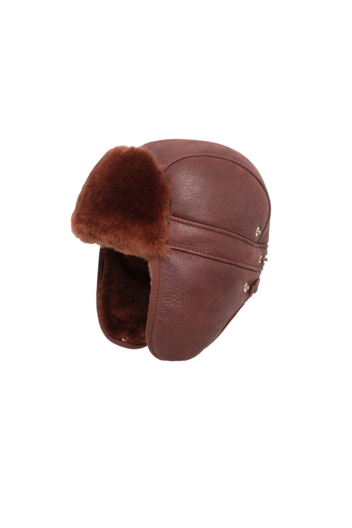 Mumcu's Leather Kürklü Deri Kışlık Pilot Şapkası
