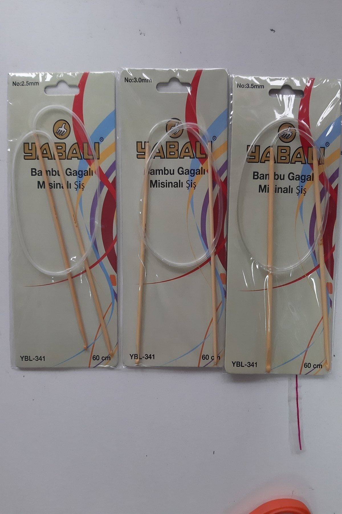 Yabalı Bambu 60 Cm Misinalı Gaglı Şiş Seti 3 Adet